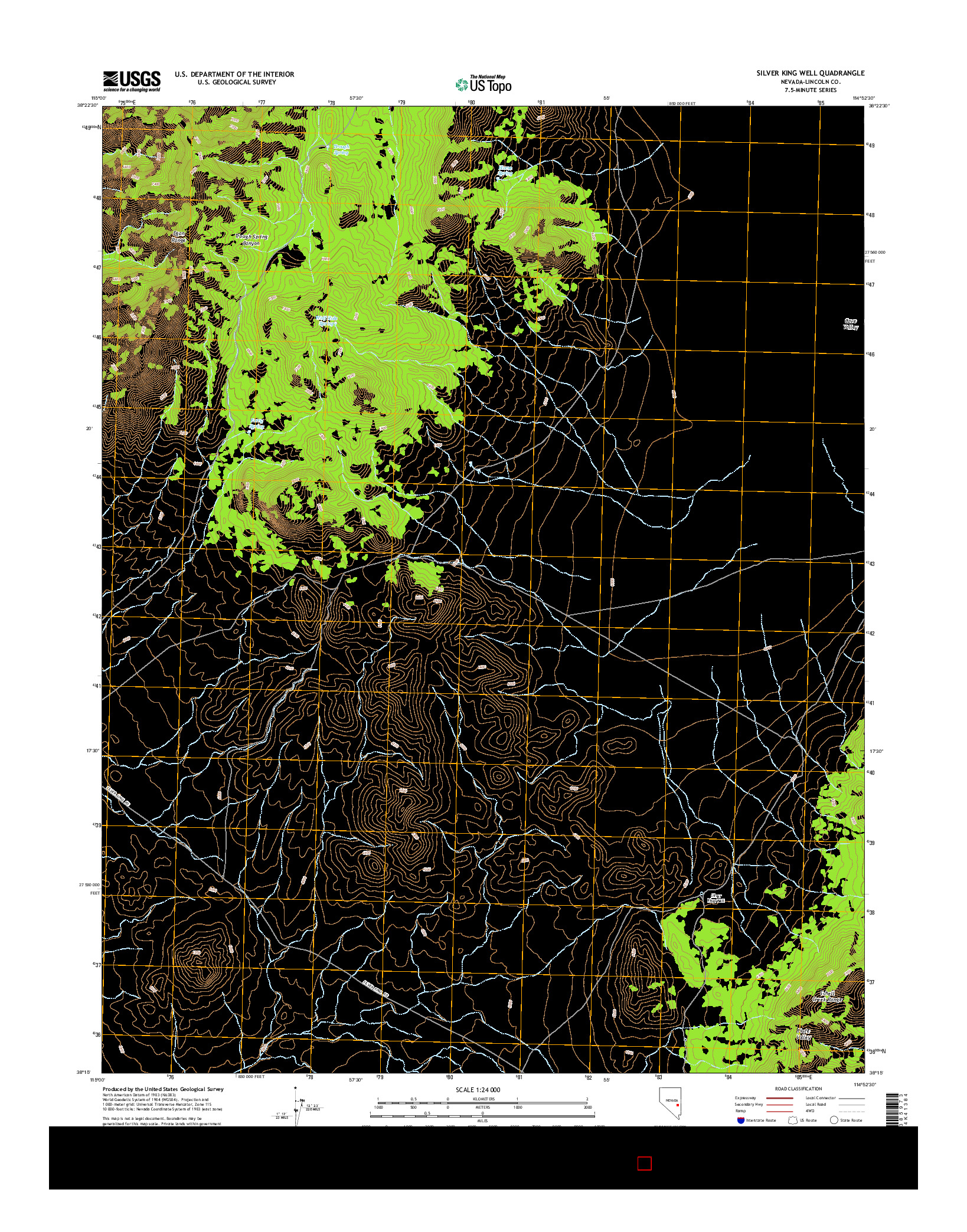 USGS US TOPO 7.5-MINUTE MAP FOR SILVER KING WELL, NV 2014