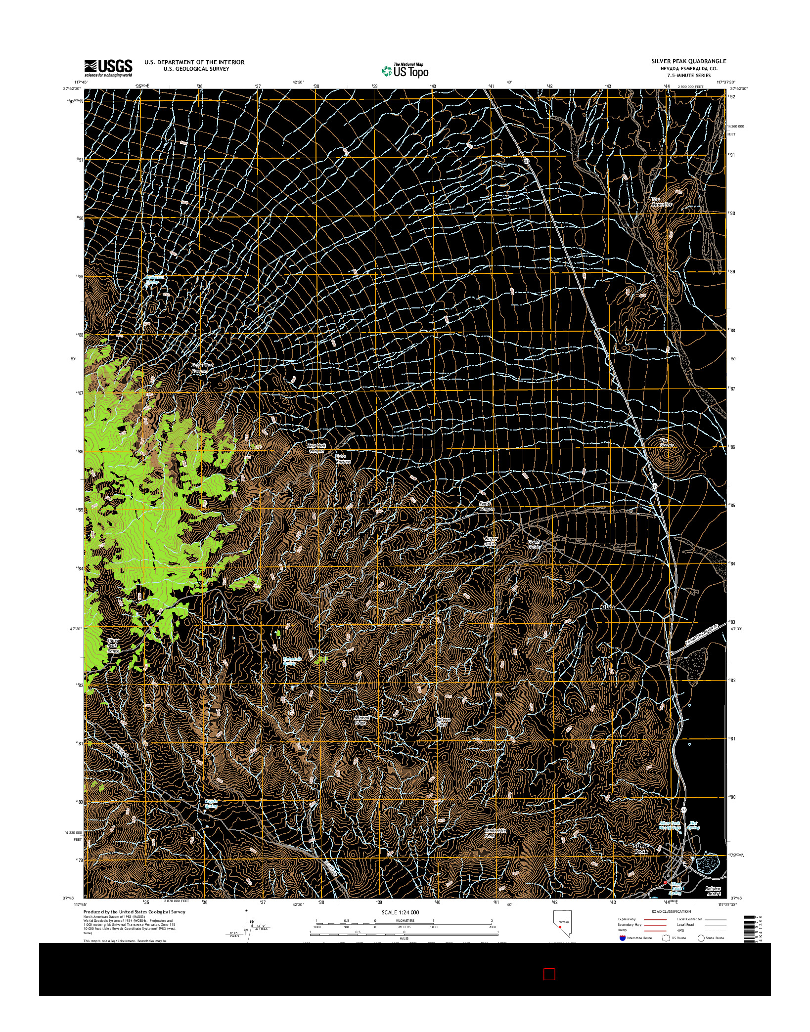 USGS US TOPO 7.5-MINUTE MAP FOR SILVER PEAK, NV 2014