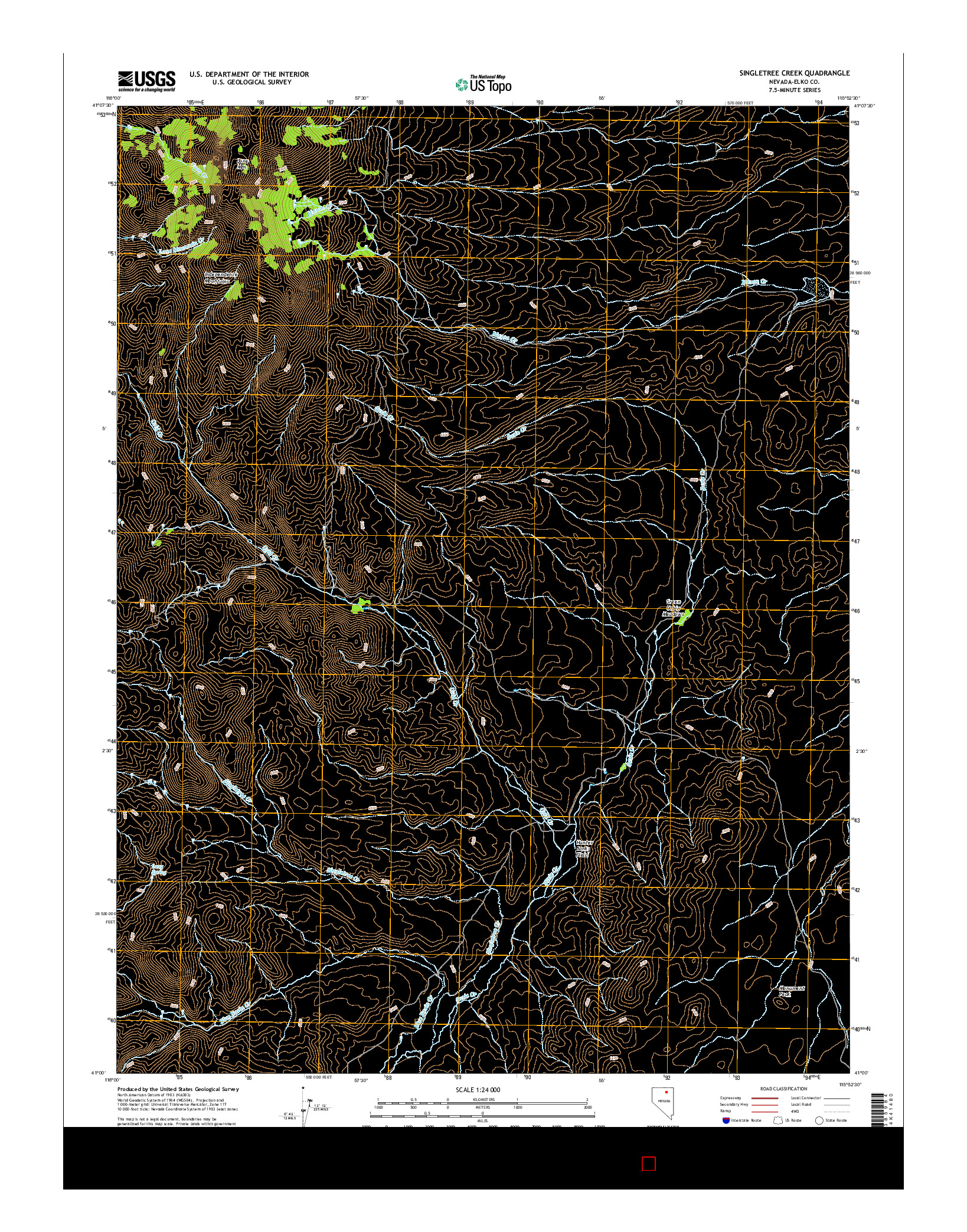 USGS US TOPO 7.5-MINUTE MAP FOR SINGLETREE CREEK, NV 2014