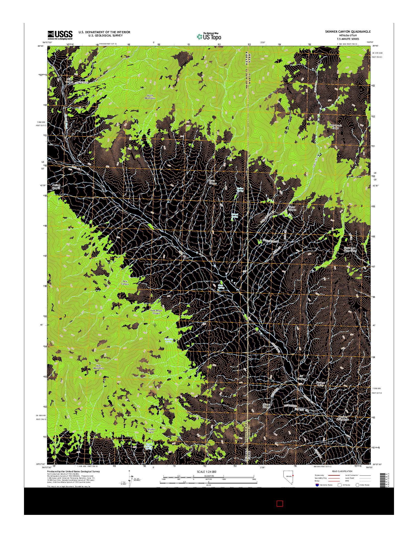 USGS US TOPO 7.5-MINUTE MAP FOR SKINNER CANYON, NV-UT 2014