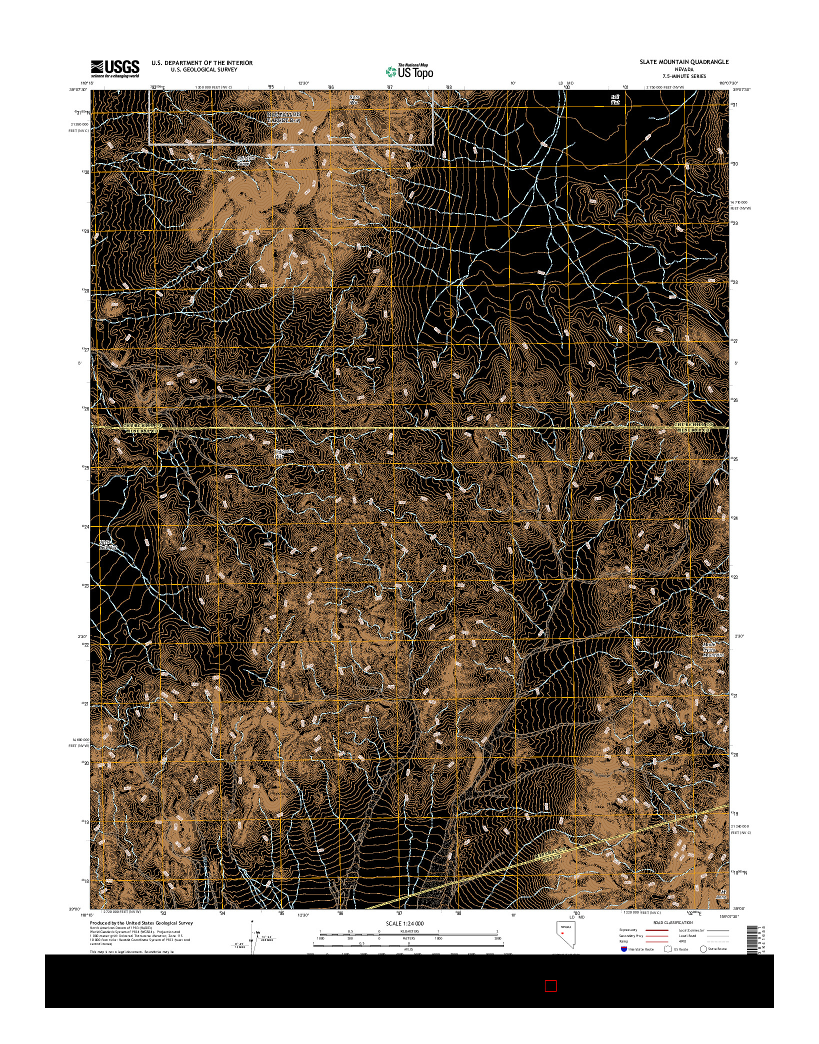 USGS US TOPO 7.5-MINUTE MAP FOR SLATE MOUNTAIN, NV 2014