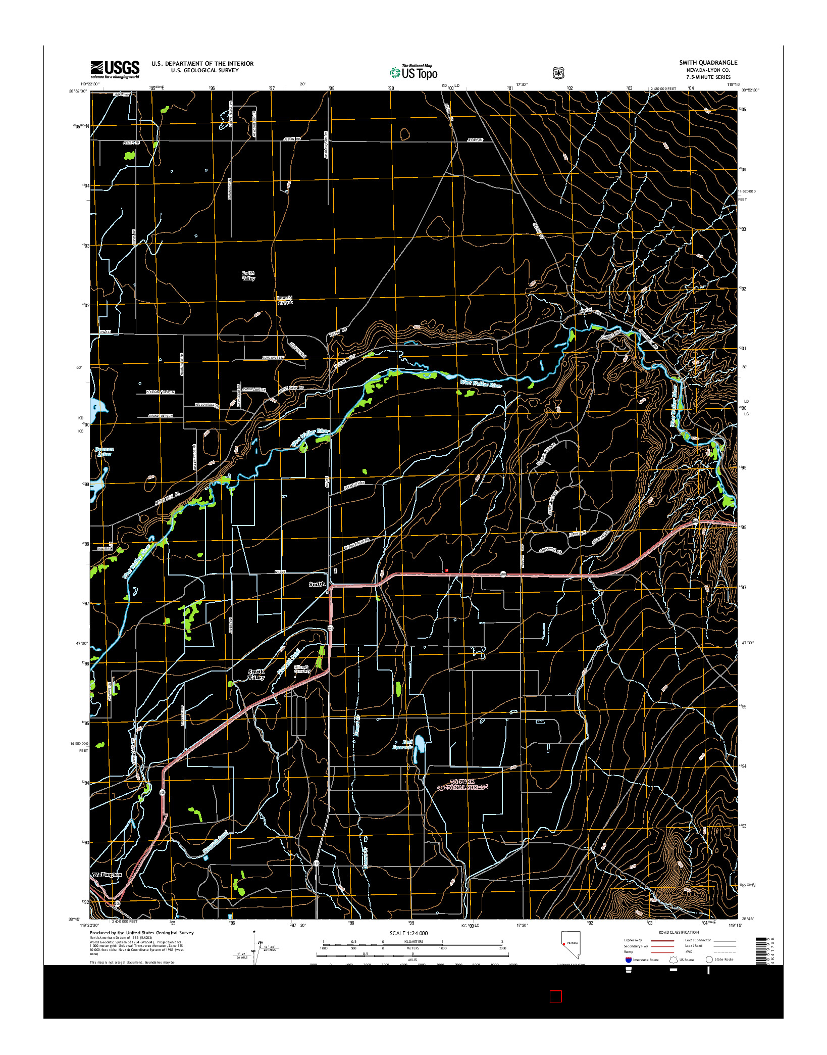 USGS US TOPO 7.5-MINUTE MAP FOR SMITH, NV 2014