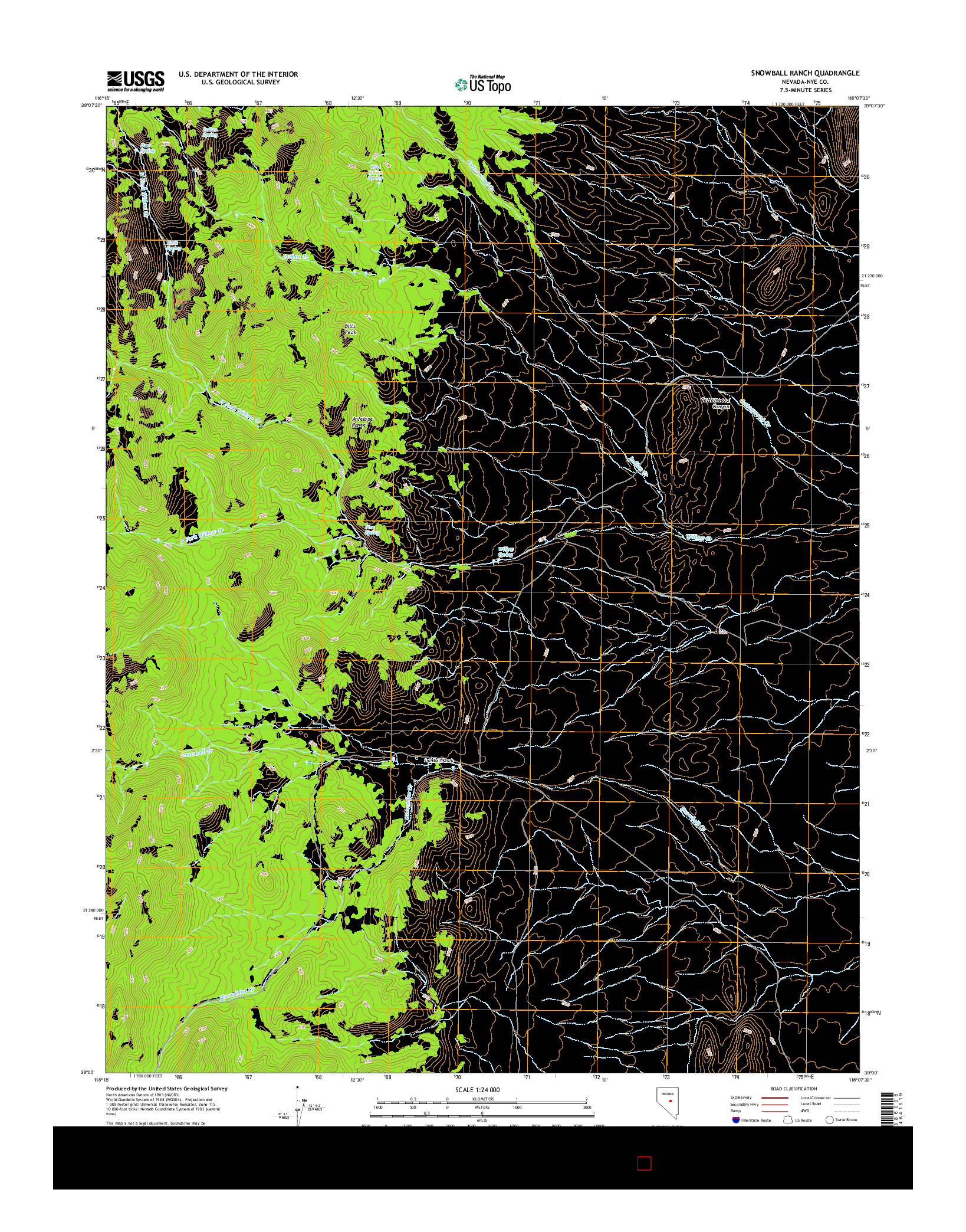 USGS US TOPO 7.5-MINUTE MAP FOR SNOWBALL RANCH, NV 2014