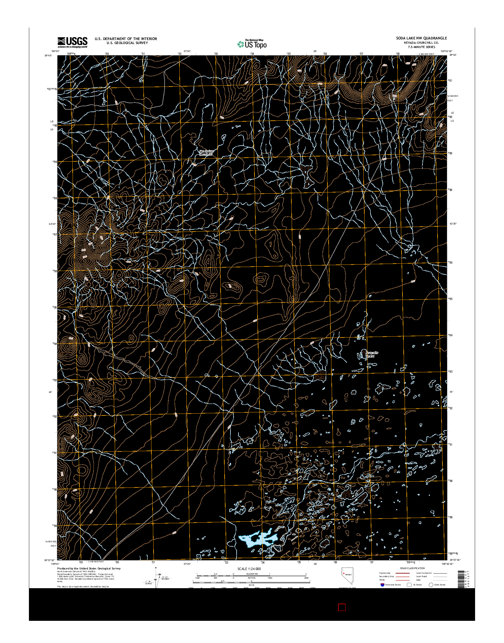 USGS US TOPO 7.5-MINUTE MAP FOR SODA LAKE NW, NV 2014