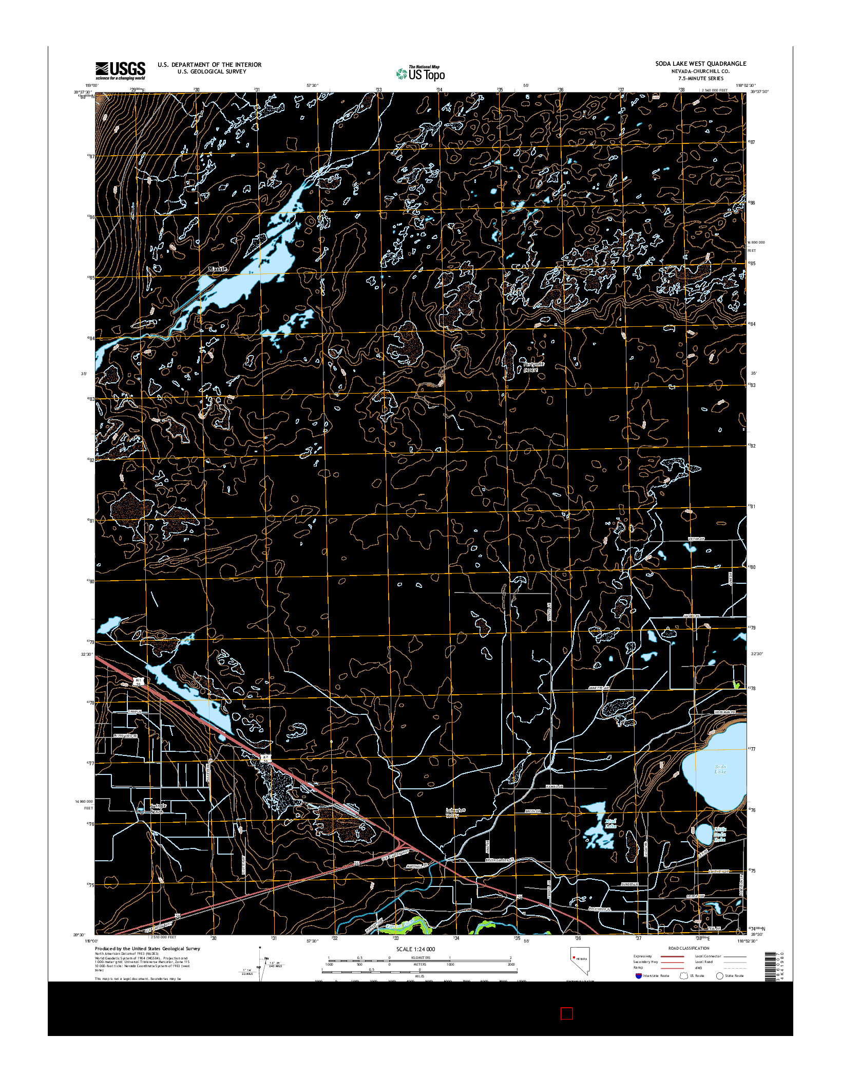 USGS US TOPO 7.5-MINUTE MAP FOR SODA LAKE WEST, NV 2014