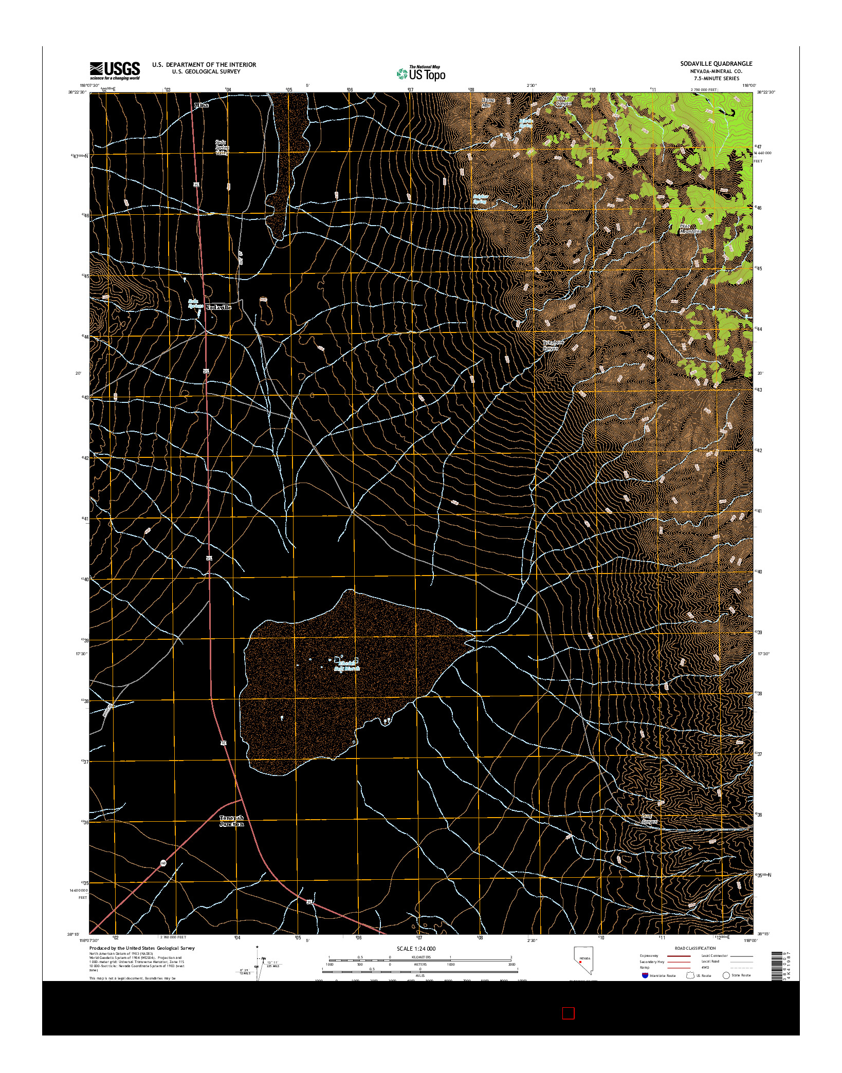 USGS US TOPO 7.5-MINUTE MAP FOR SODAVILLE, NV 2014