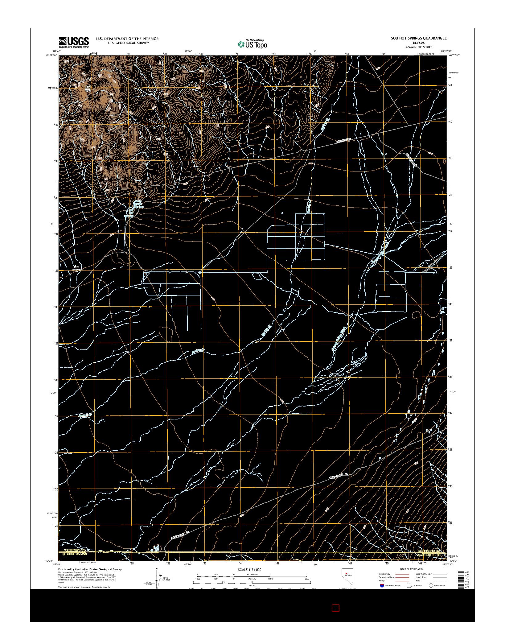 USGS US TOPO 7.5-MINUTE MAP FOR SOU HOT SPRINGS, NV 2014