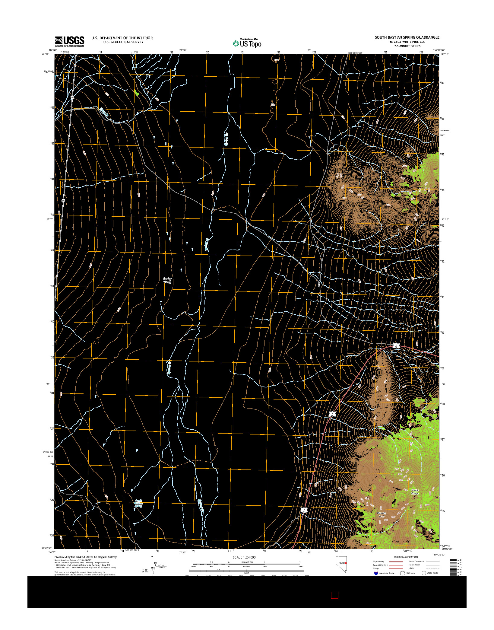 USGS US TOPO 7.5-MINUTE MAP FOR SOUTH BASTIAN SPRING, NV 2014