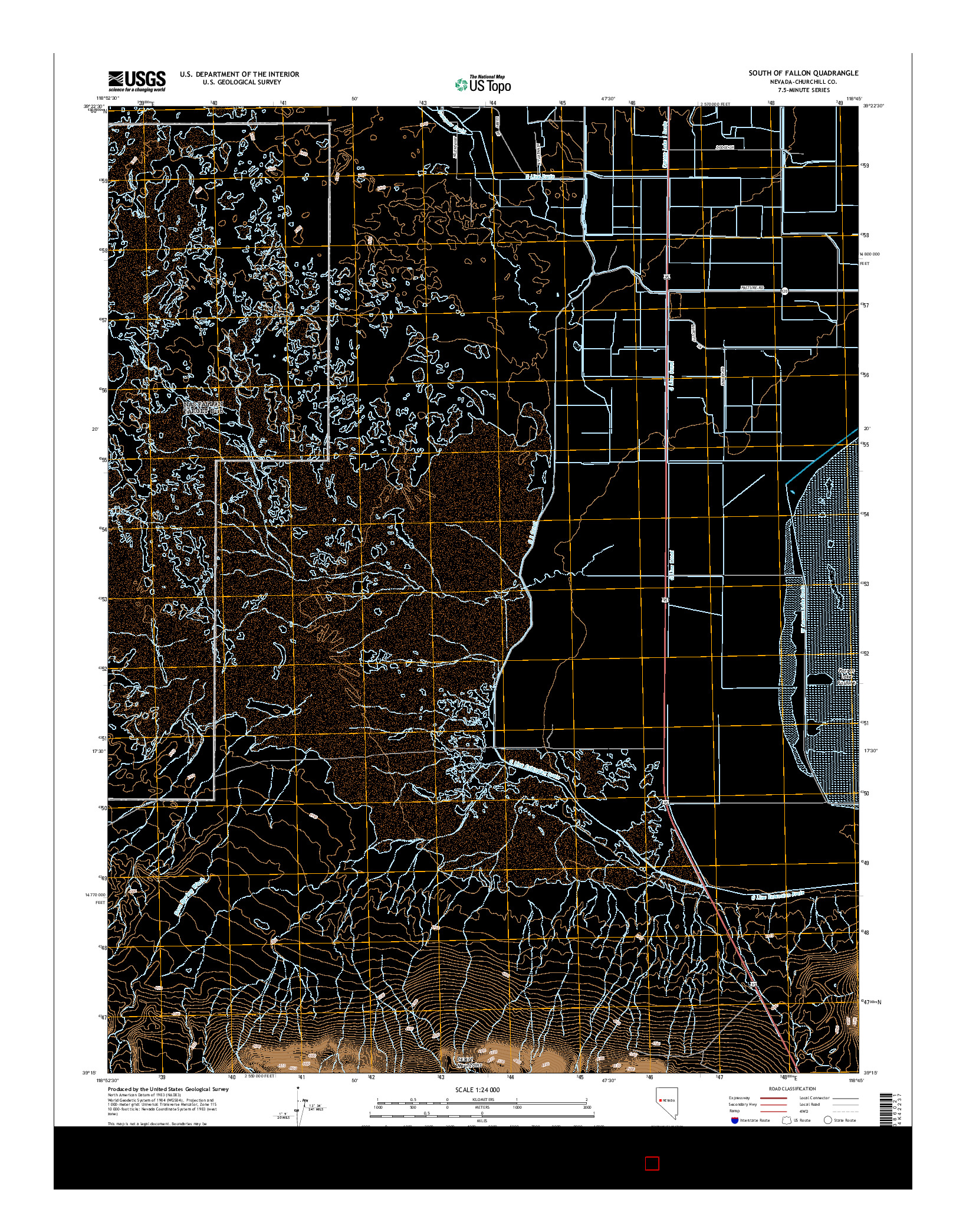USGS US TOPO 7.5-MINUTE MAP FOR SOUTH OF FALLON, NV 2014