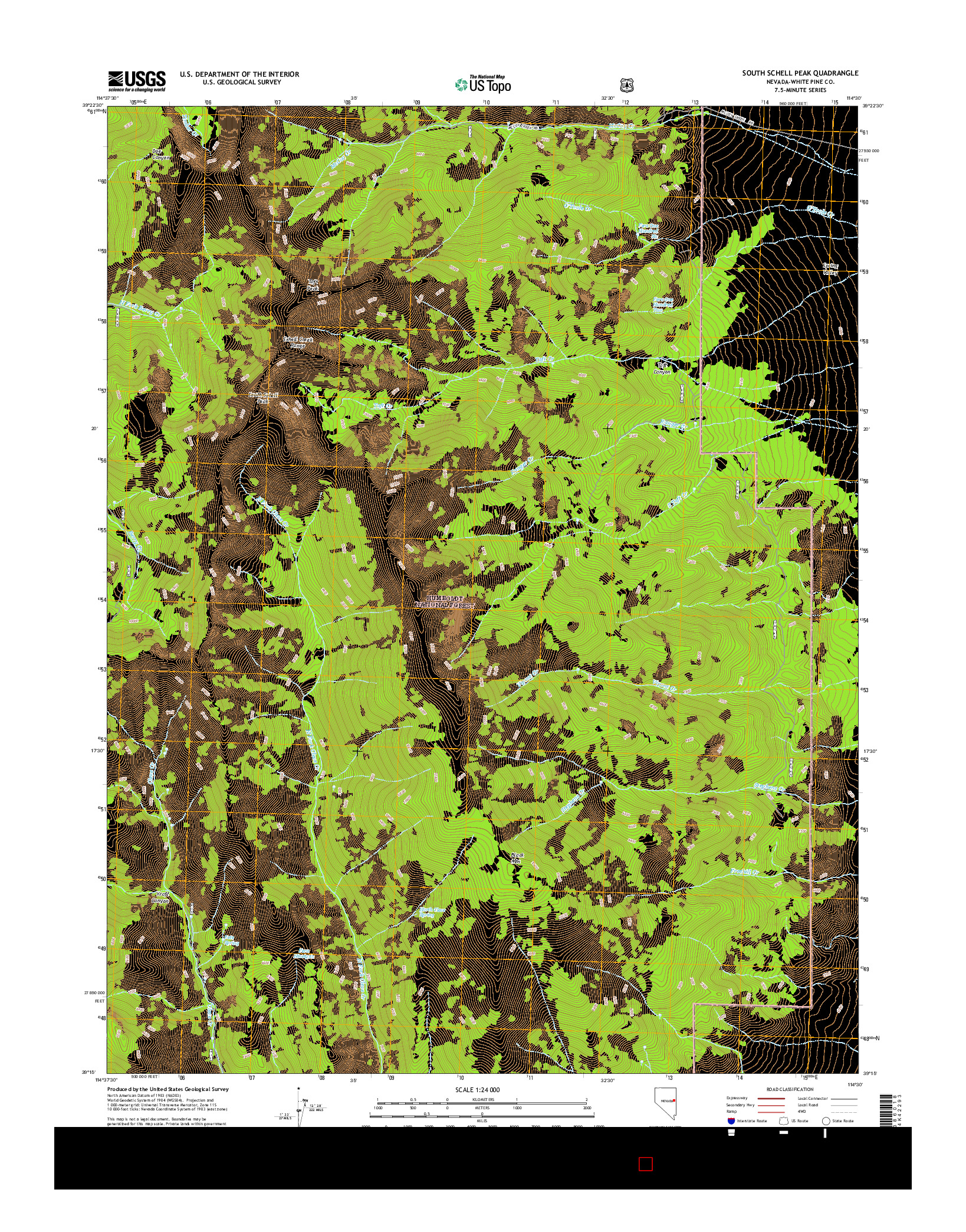 USGS US TOPO 7.5-MINUTE MAP FOR SOUTH SCHELL PEAK, NV 2014