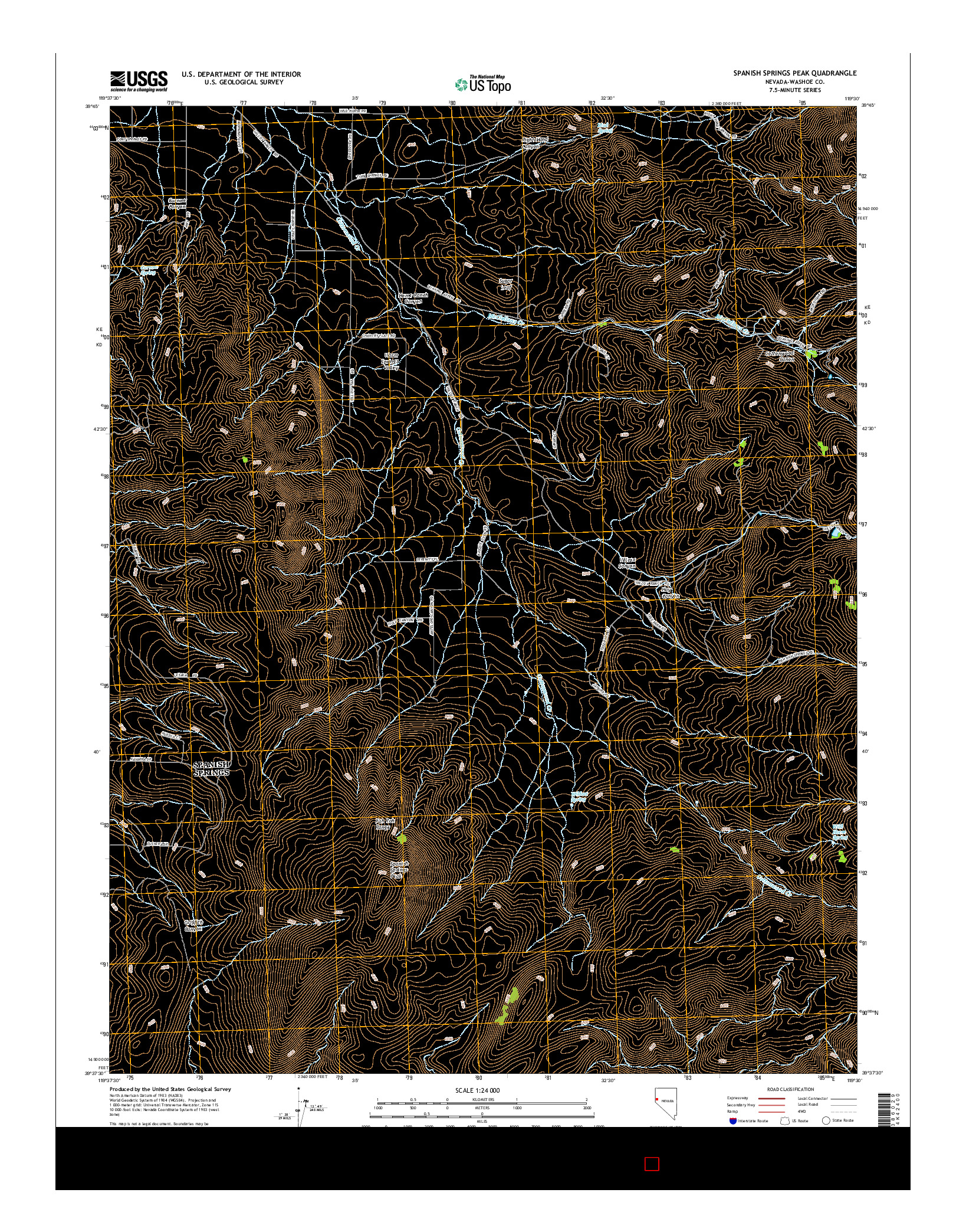 USGS US TOPO 7.5-MINUTE MAP FOR SPANISH SPRINGS PEAK, NV 2014