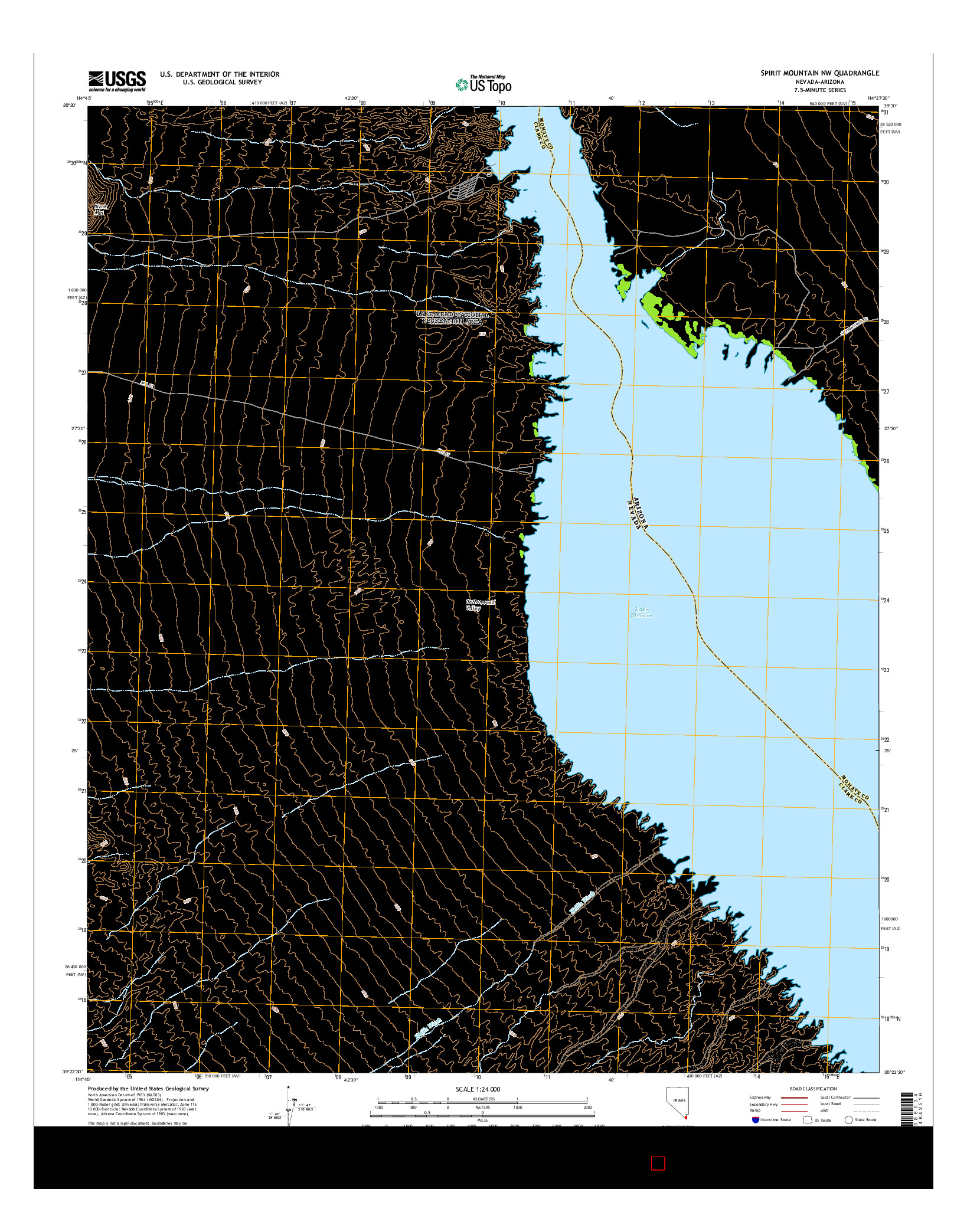 USGS US TOPO 7.5-MINUTE MAP FOR SPIRIT MOUNTAIN NW, NV-AZ 2014