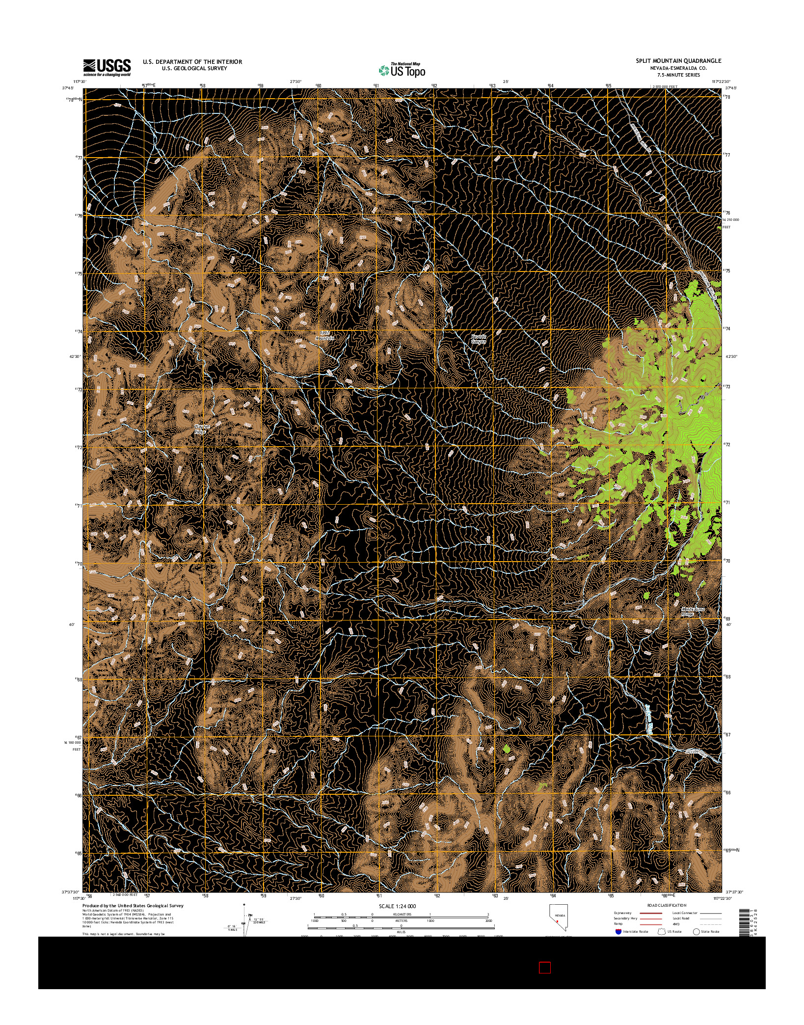 USGS US TOPO 7.5-MINUTE MAP FOR SPLIT MOUNTAIN, NV 2014