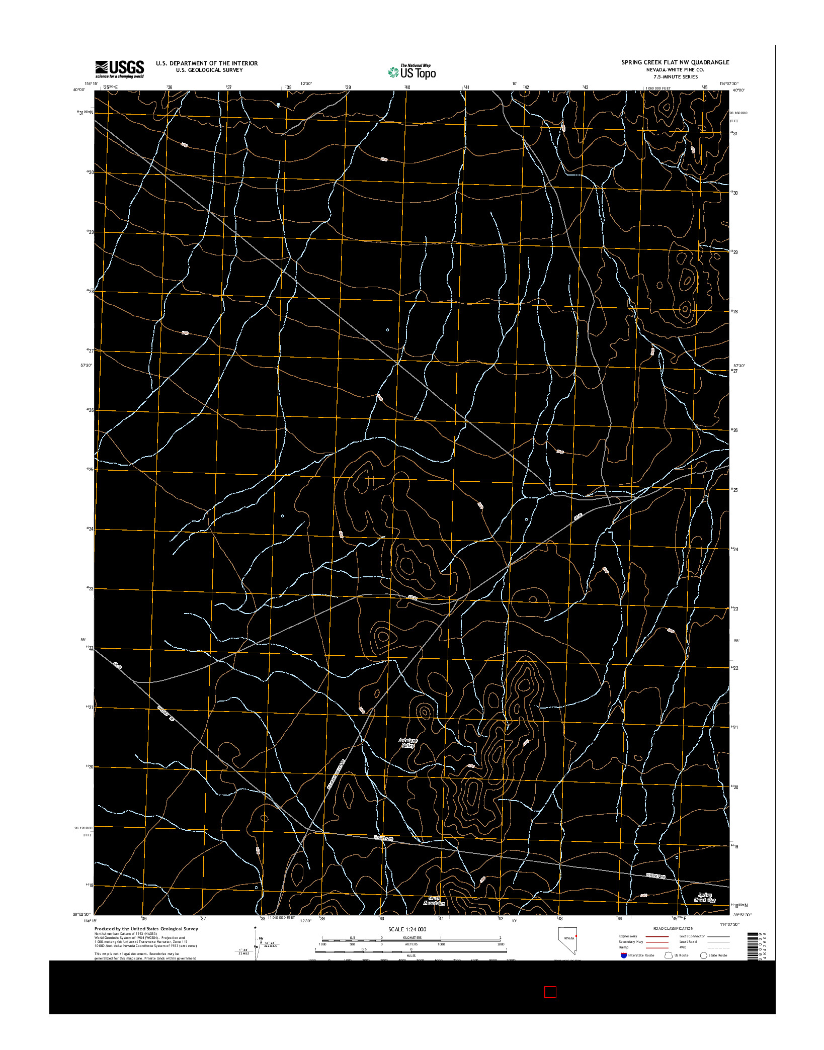 USGS US TOPO 7.5-MINUTE MAP FOR SPRING CREEK FLAT NW, NV 2014