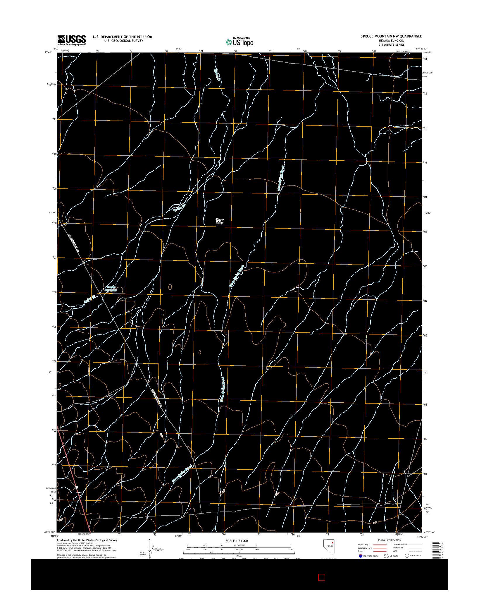 USGS US TOPO 7.5-MINUTE MAP FOR SPRUCE MOUNTAIN NW, NV 2014