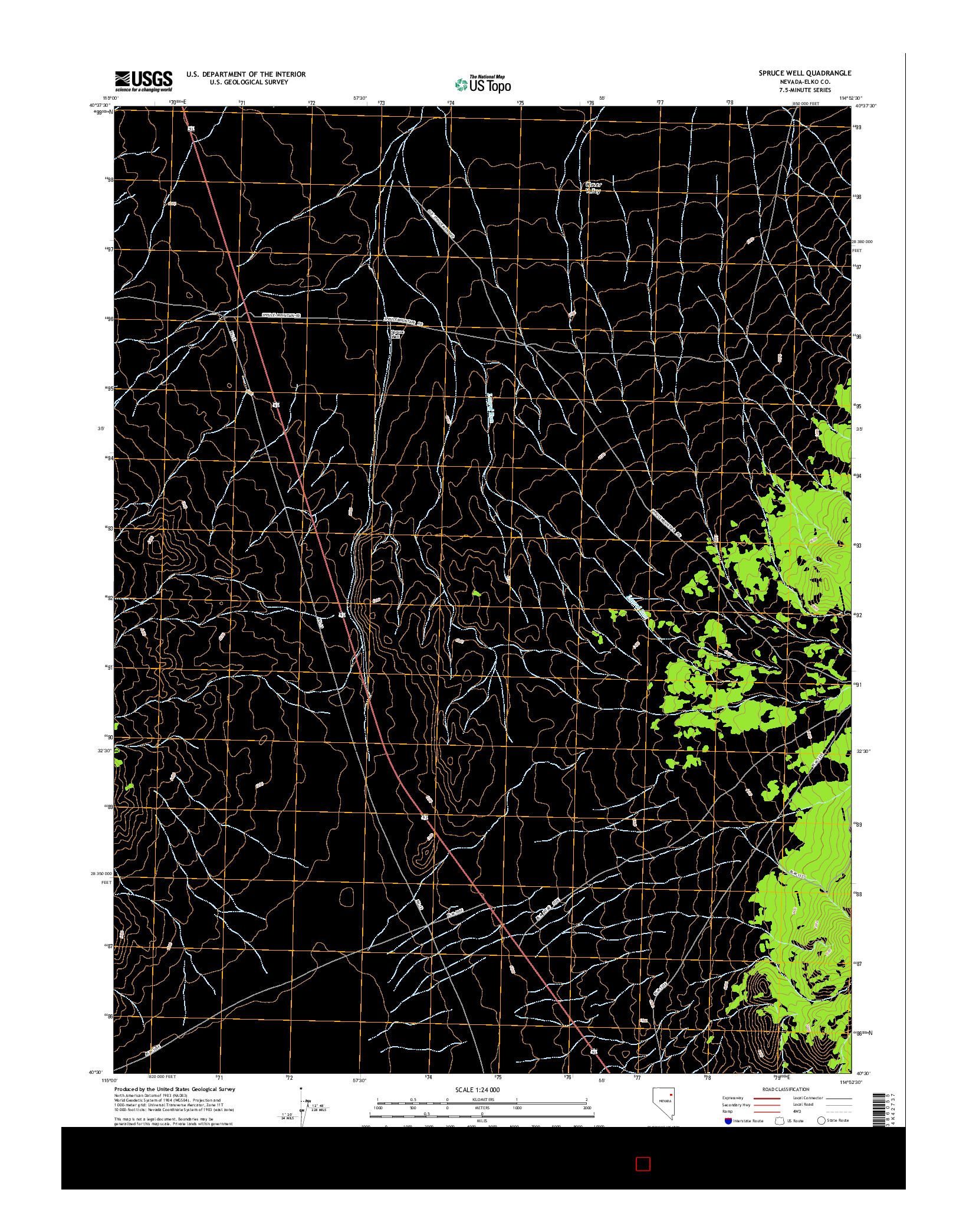 USGS US TOPO 7.5-MINUTE MAP FOR SPRUCE WELL, NV 2014