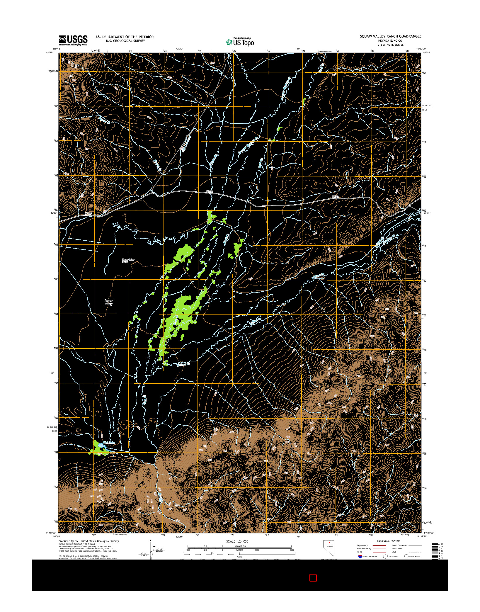 USGS US TOPO 7.5-MINUTE MAP FOR SQUAW VALLEY RANCH, NV 2014