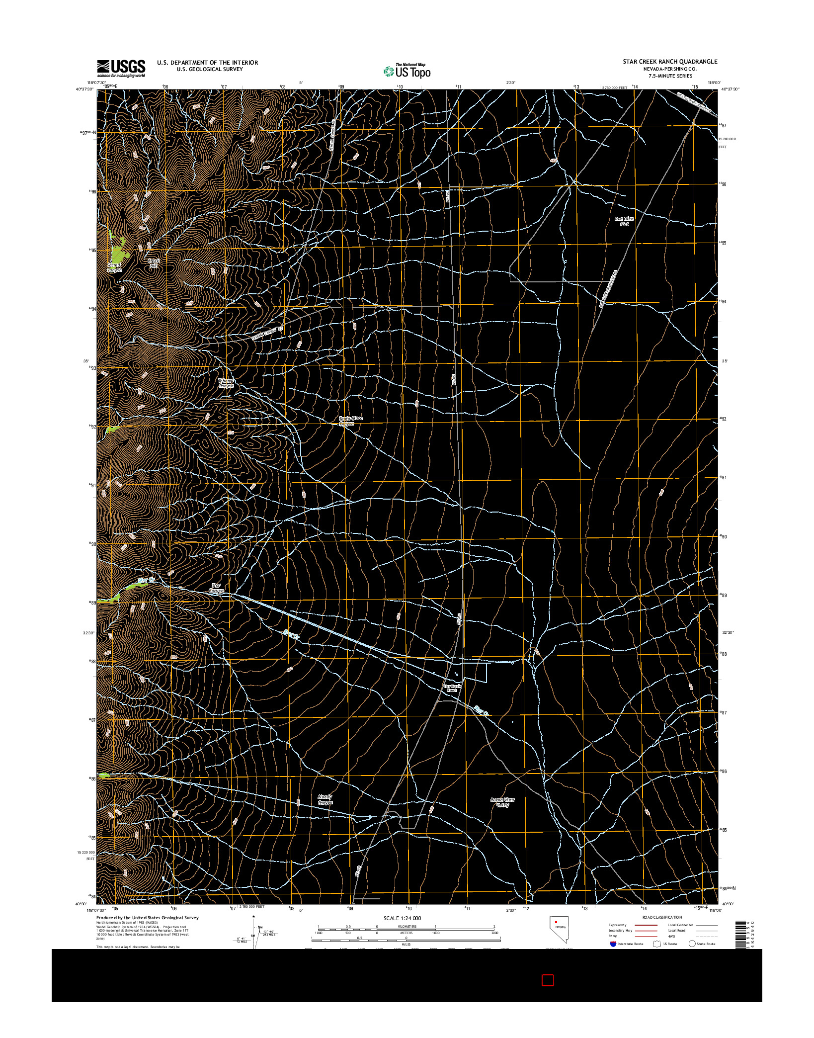 USGS US TOPO 7.5-MINUTE MAP FOR STAR CREEK RANCH, NV 2014