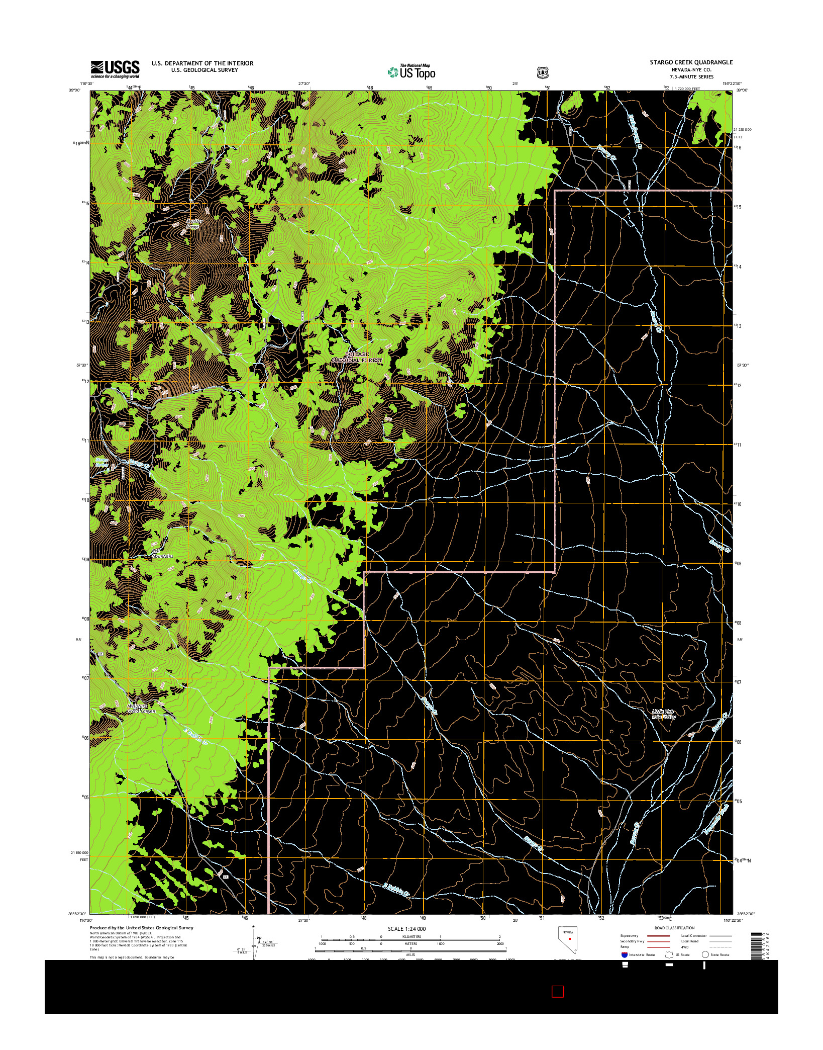 USGS US TOPO 7.5-MINUTE MAP FOR STARGO CREEK, NV 2014