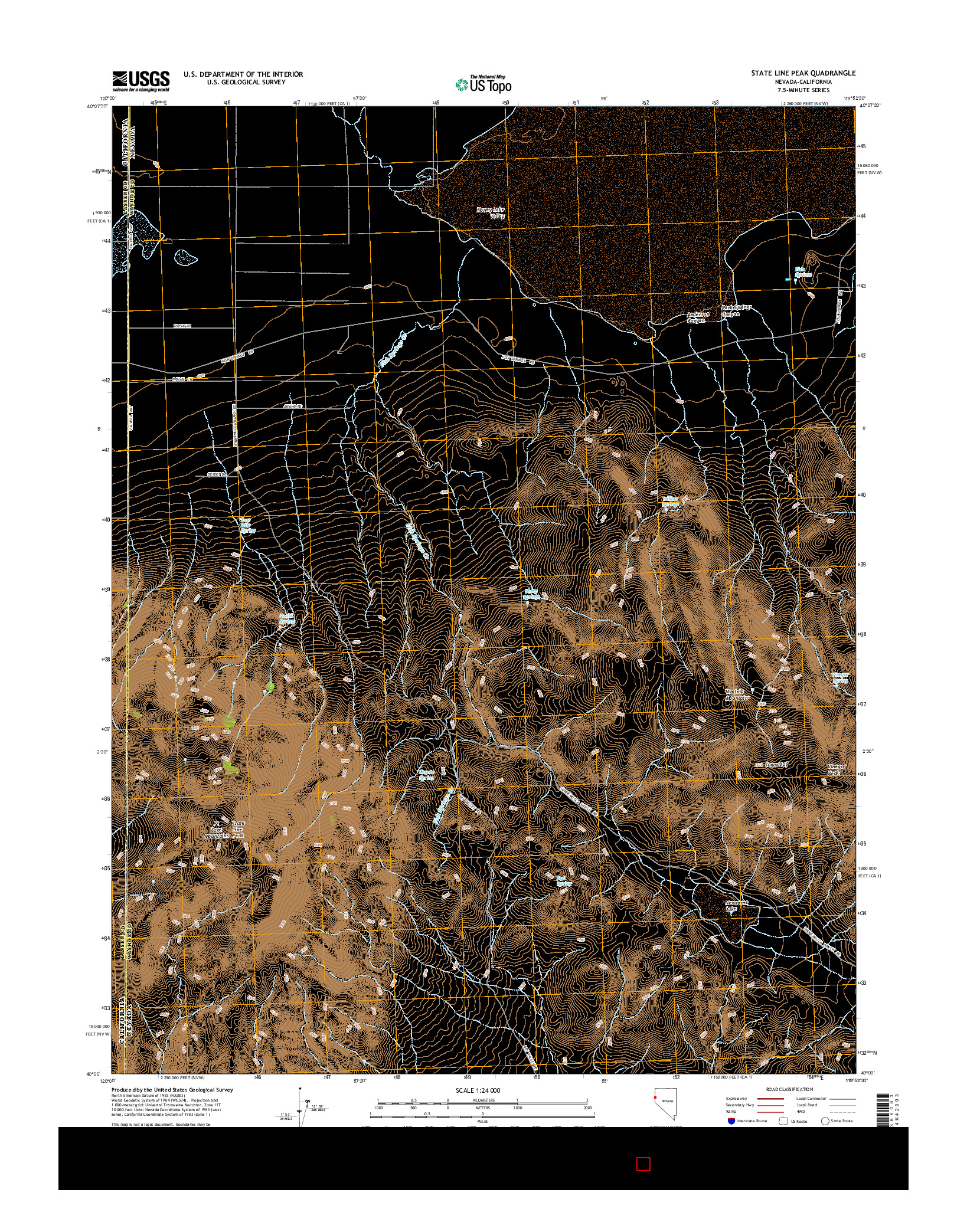 USGS US TOPO 7.5-MINUTE MAP FOR STATE LINE PEAK, NV-CA 2014