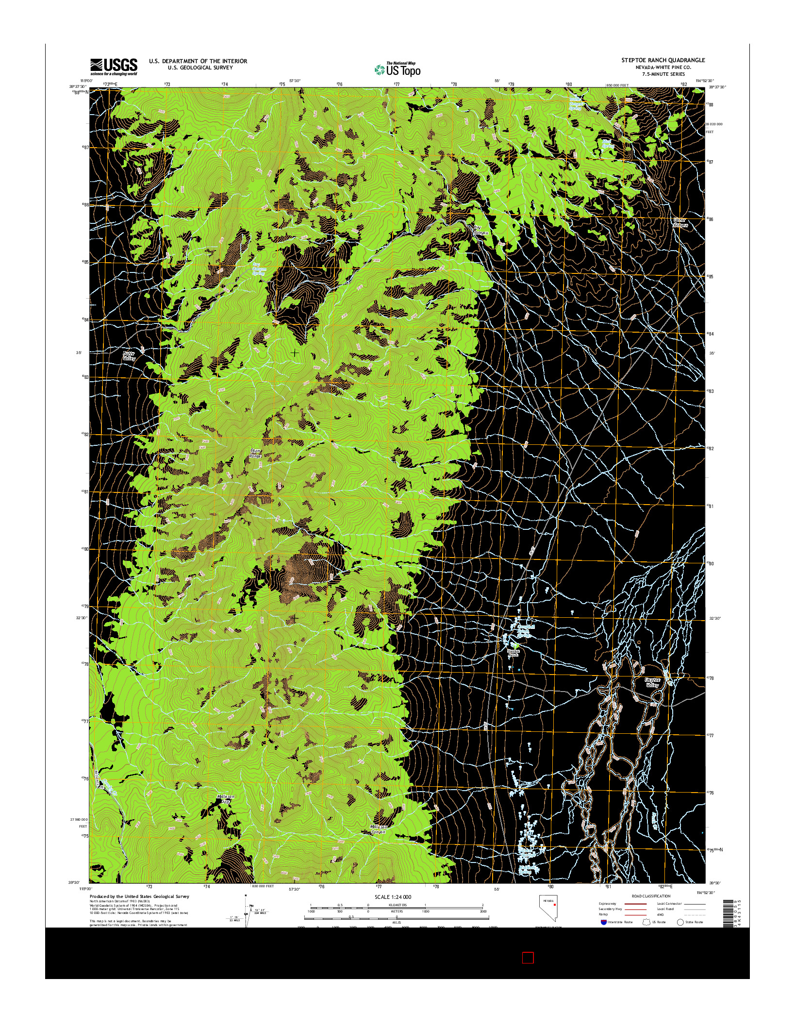 USGS US TOPO 7.5-MINUTE MAP FOR STEPTOE RANCH, NV 2014