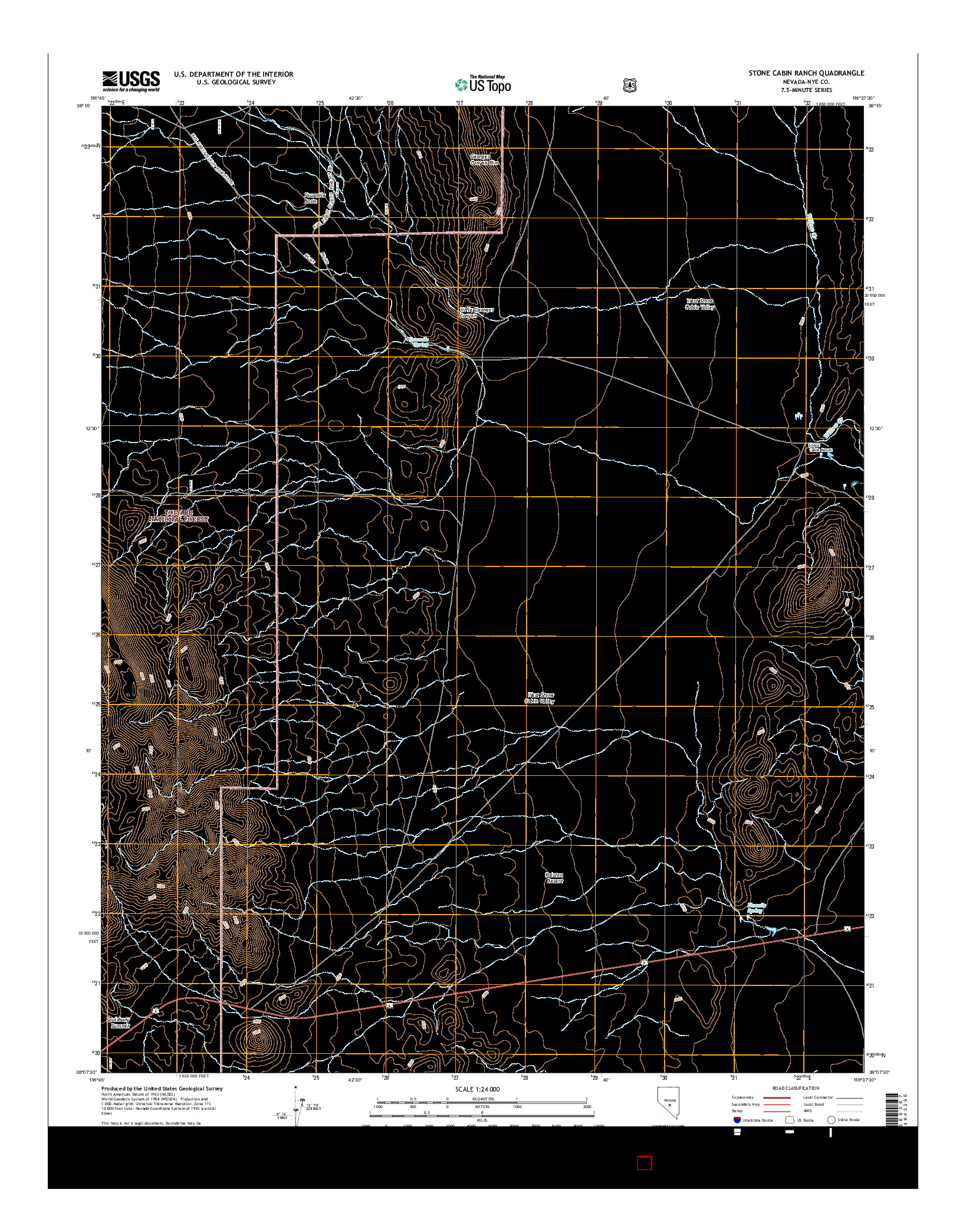 USGS US TOPO 7.5-MINUTE MAP FOR STONE CABIN RANCH, NV 2014