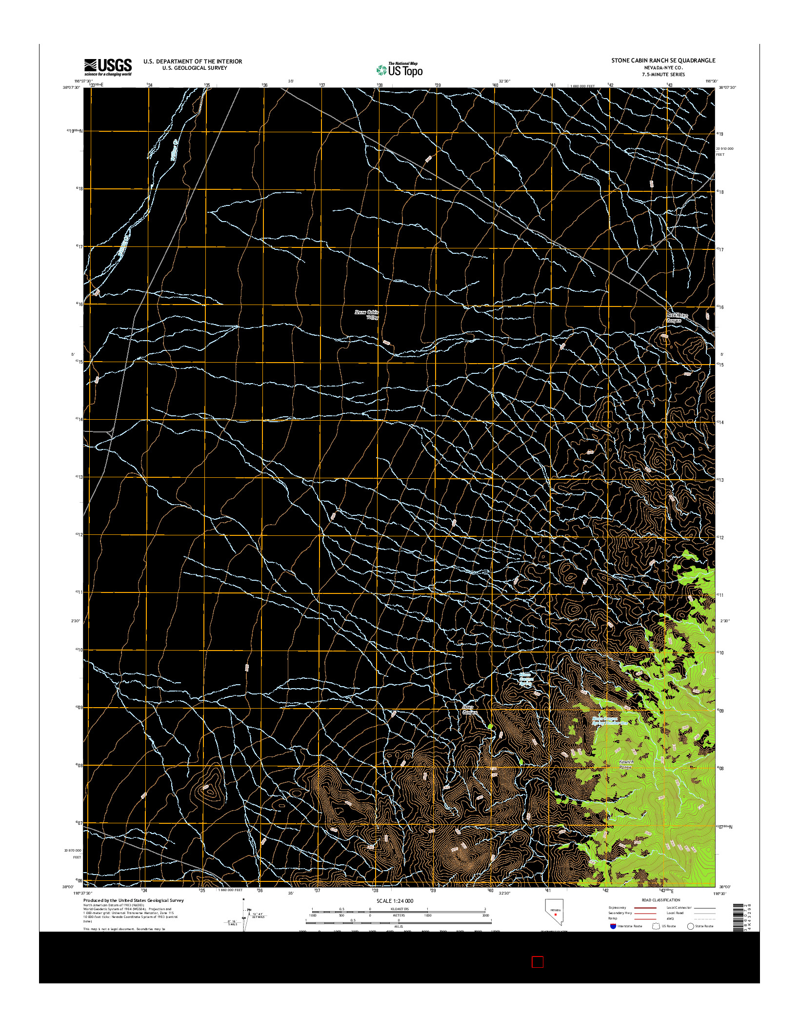 USGS US TOPO 7.5-MINUTE MAP FOR STONE CABIN RANCH SE, NV 2014