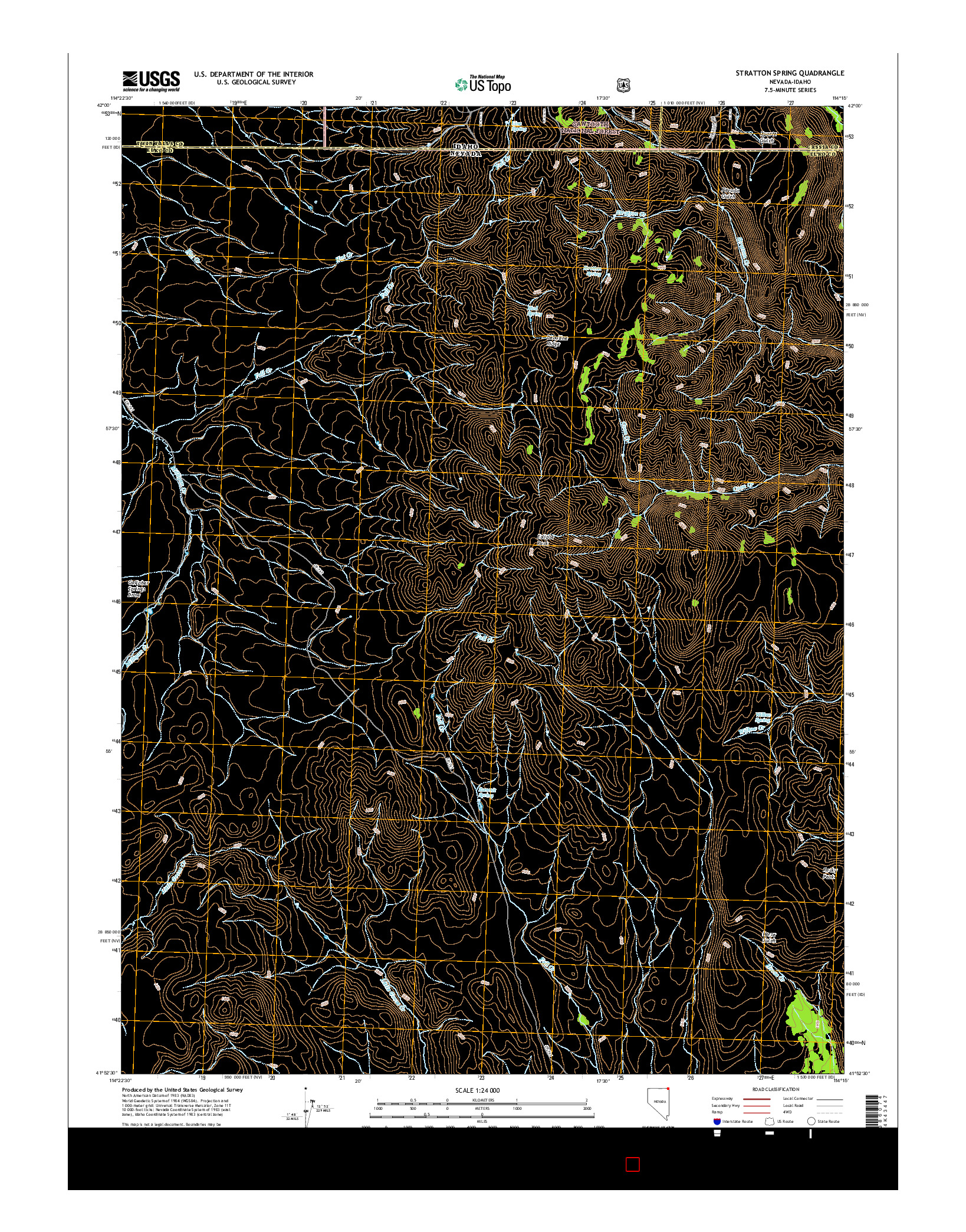 USGS US TOPO 7.5-MINUTE MAP FOR STRATTON SPRING, NV-ID 2014