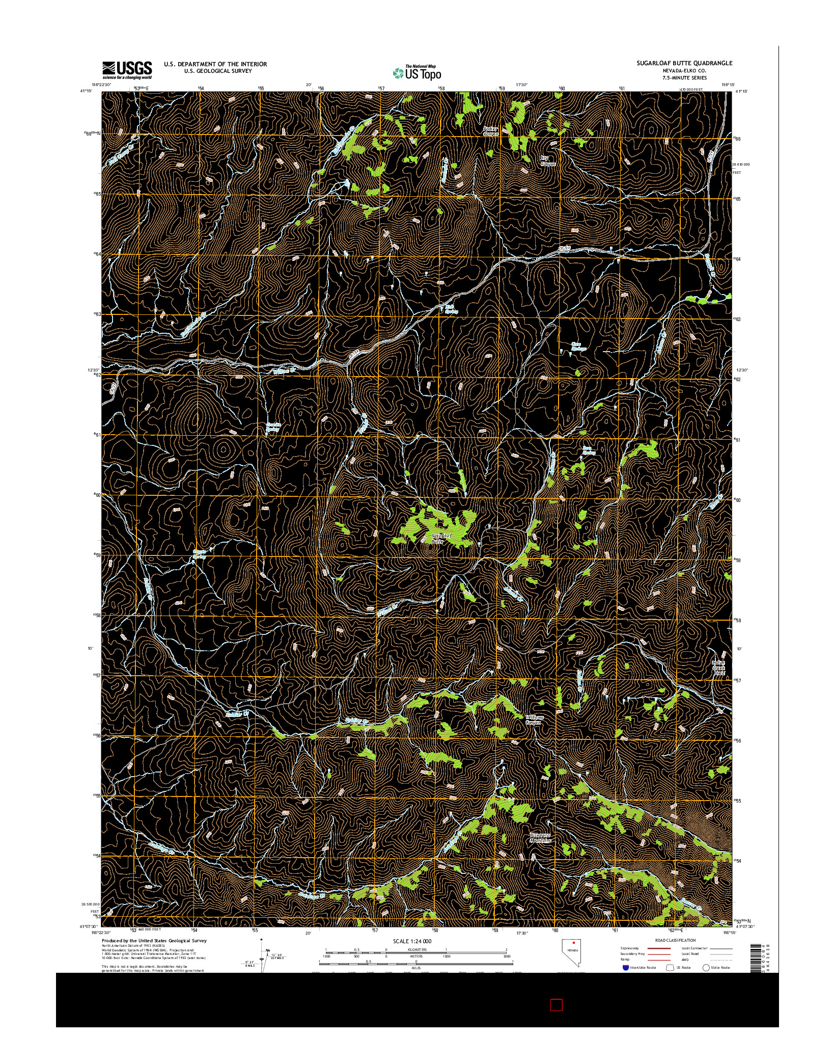 USGS US TOPO 7.5-MINUTE MAP FOR SUGARLOAF BUTTE, NV 2014