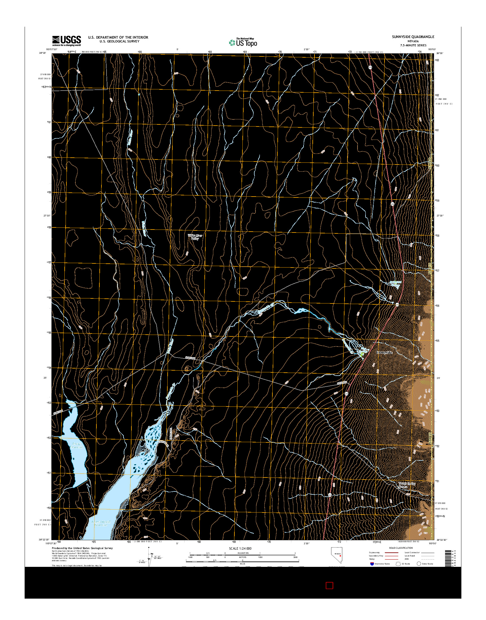 USGS US TOPO 7.5-MINUTE MAP FOR SUNNYSIDE, NV 2014