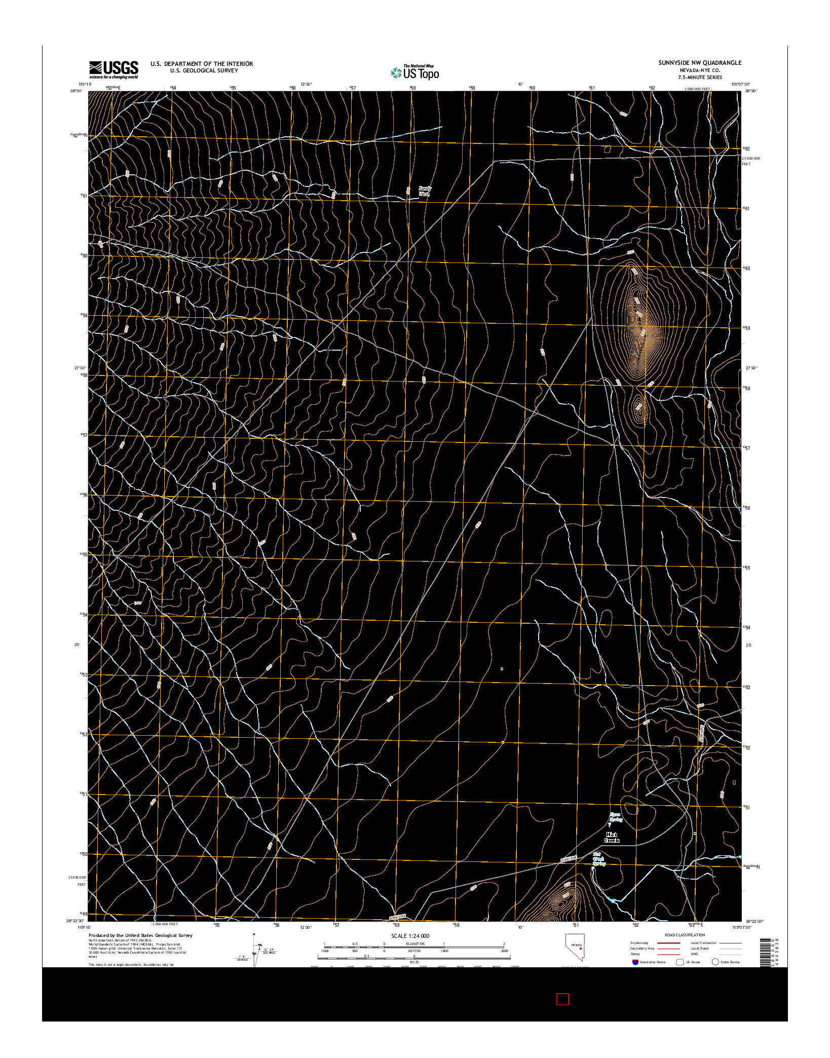 USGS US TOPO 7.5-MINUTE MAP FOR SUNNYSIDE NW, NV 2014