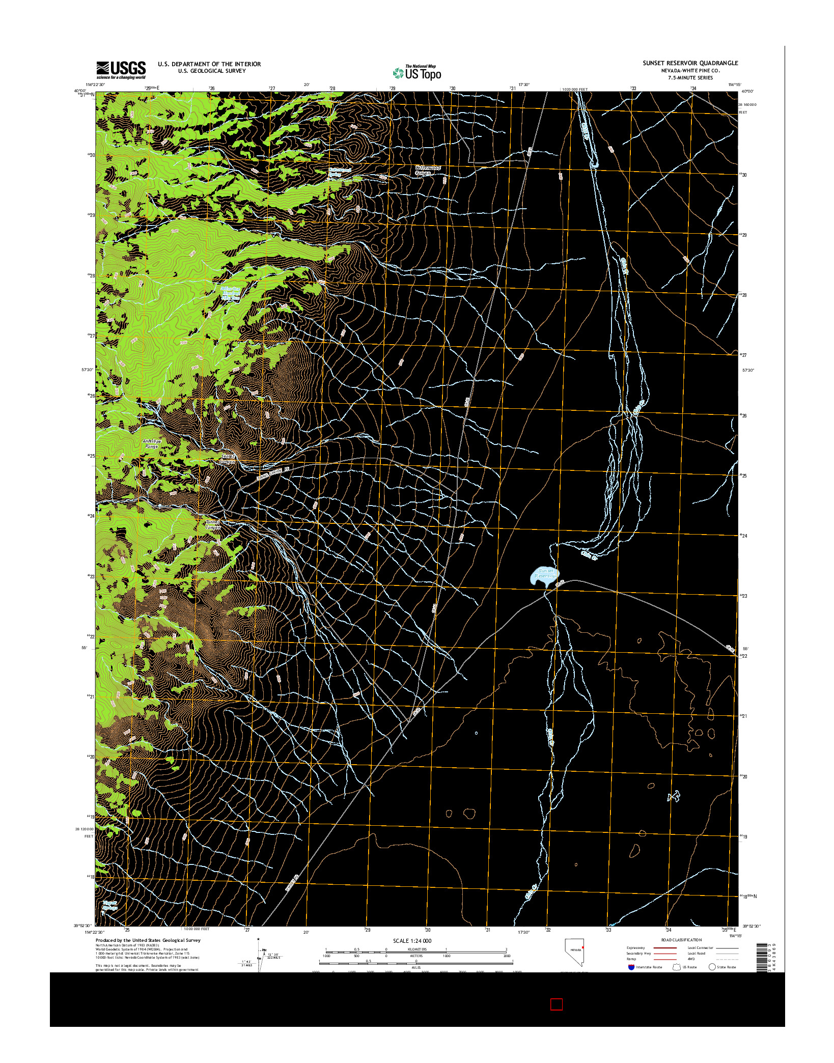 USGS US TOPO 7.5-MINUTE MAP FOR SUNSET RESERVOIR, NV 2014
