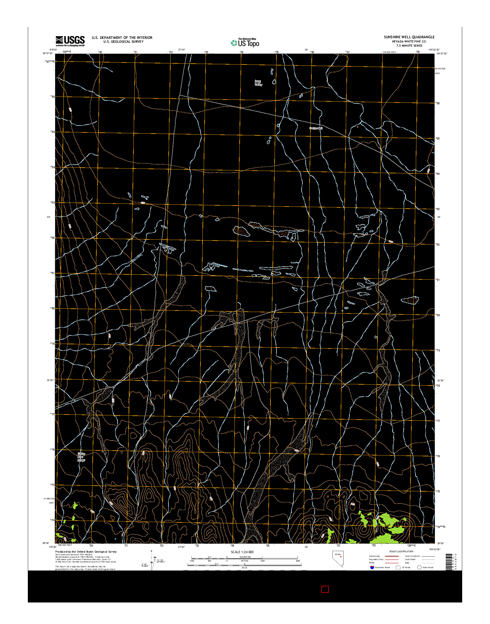 USGS US TOPO 7.5-MINUTE MAP FOR SUNSHINE WELL, NV 2014