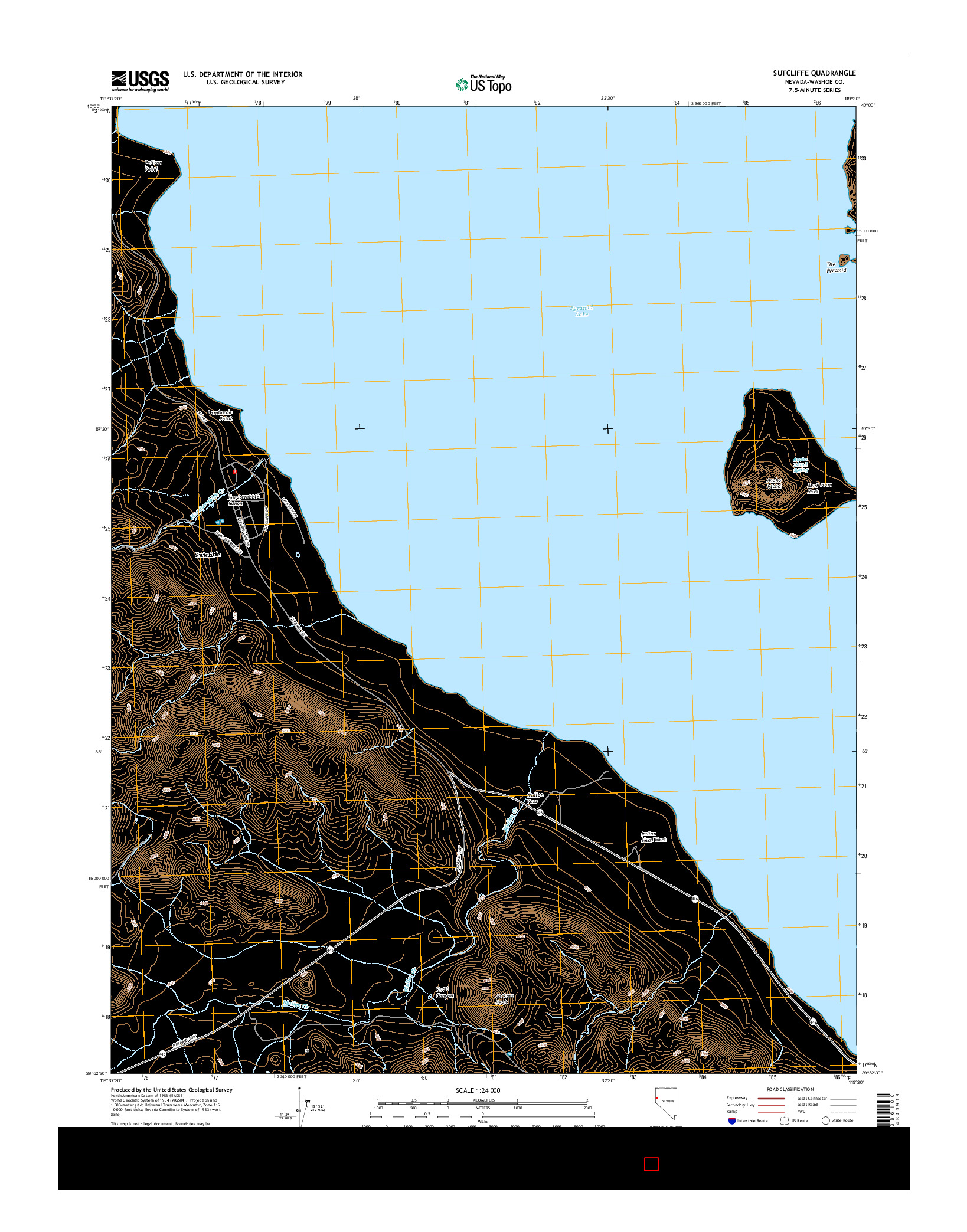 USGS US TOPO 7.5-MINUTE MAP FOR SUTCLIFFE, NV 2014