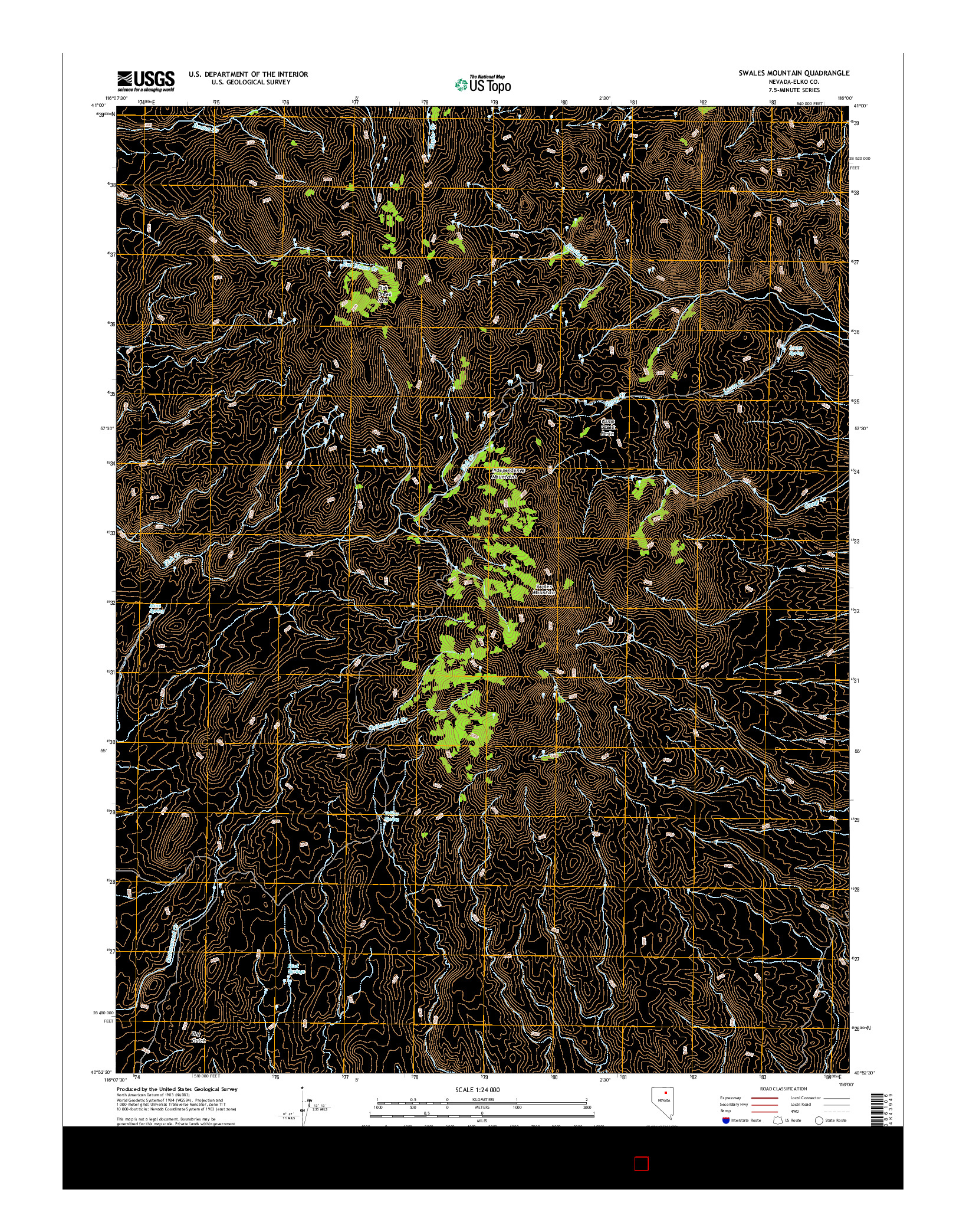 USGS US TOPO 7.5-MINUTE MAP FOR SWALES MOUNTAIN, NV 2014