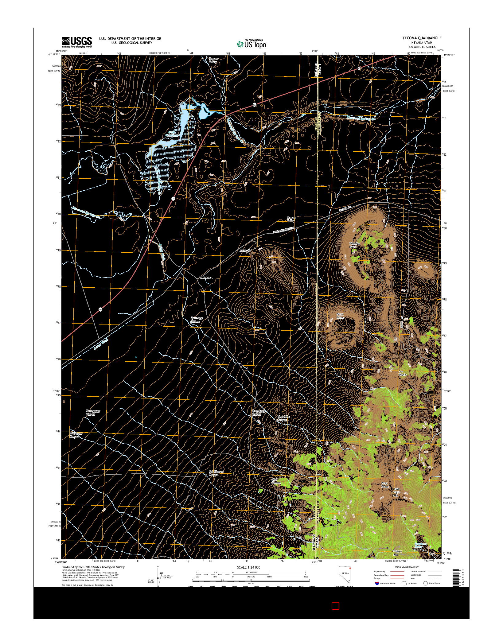 USGS US TOPO 7.5-MINUTE MAP FOR TECOMA, NV-UT 2014