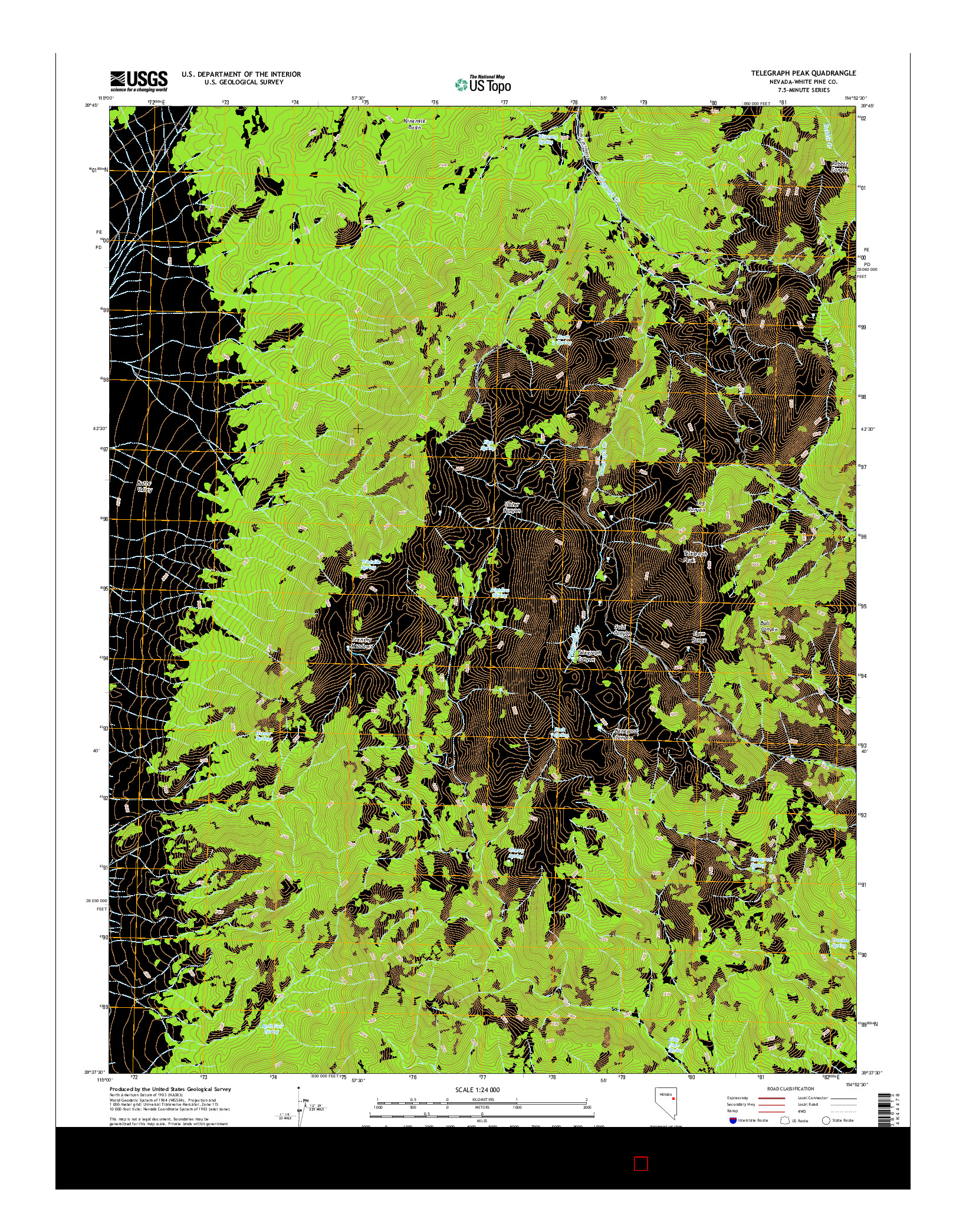 USGS US TOPO 7.5-MINUTE MAP FOR TELEGRAPH PEAK, NV 2014