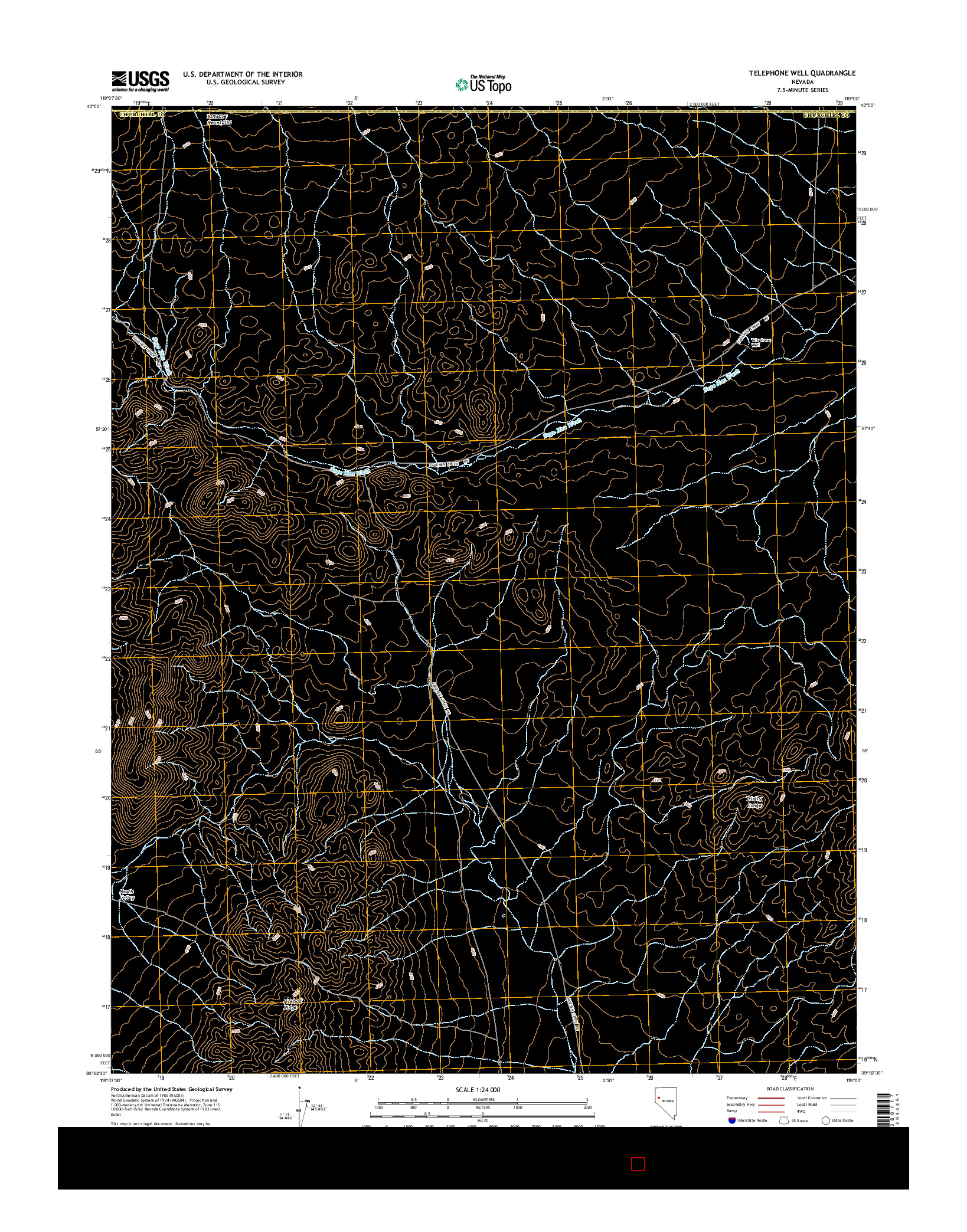 USGS US TOPO 7.5-MINUTE MAP FOR TELEPHONE WELL, NV 2014