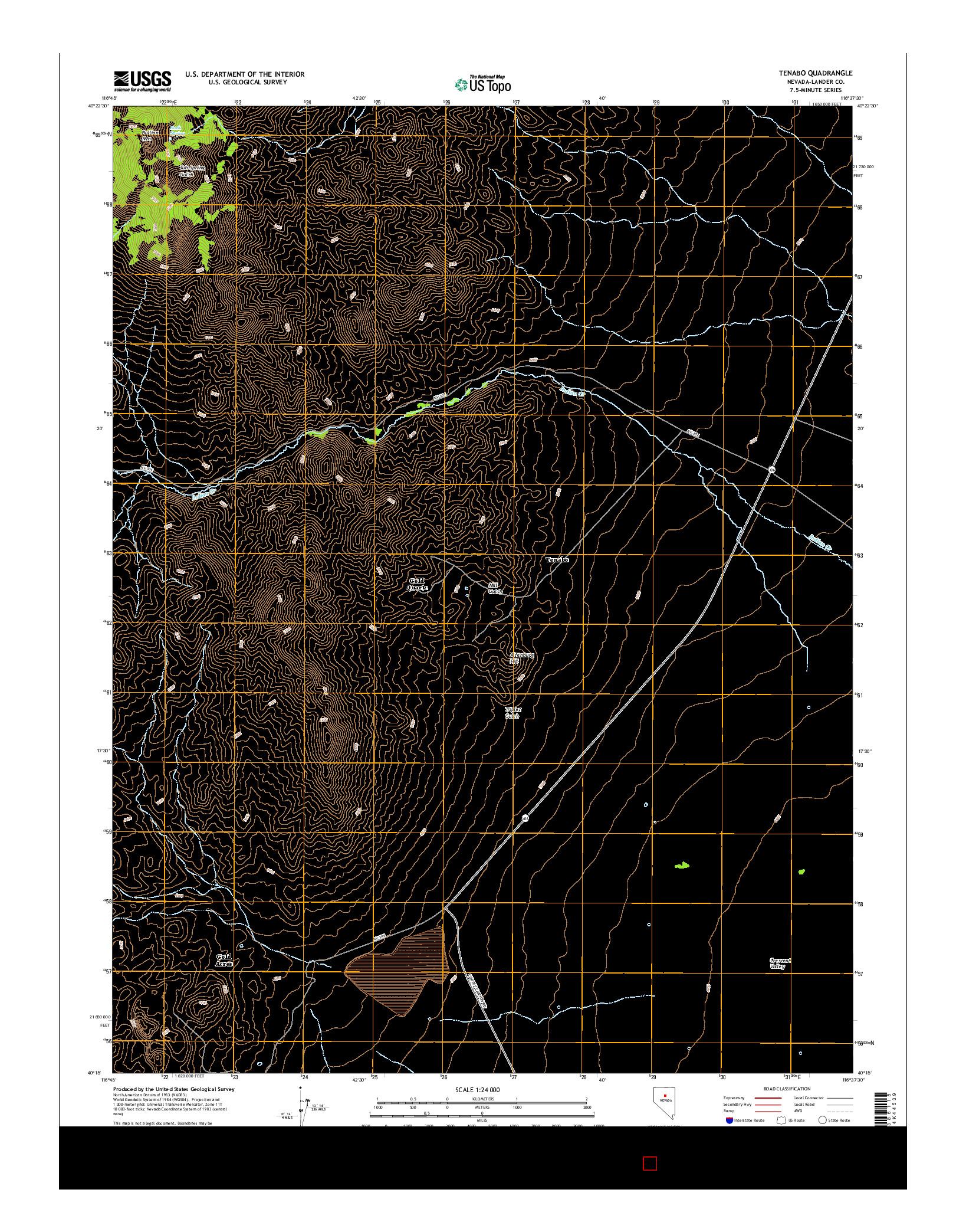 USGS US TOPO 7.5-MINUTE MAP FOR TENABO, NV 2014