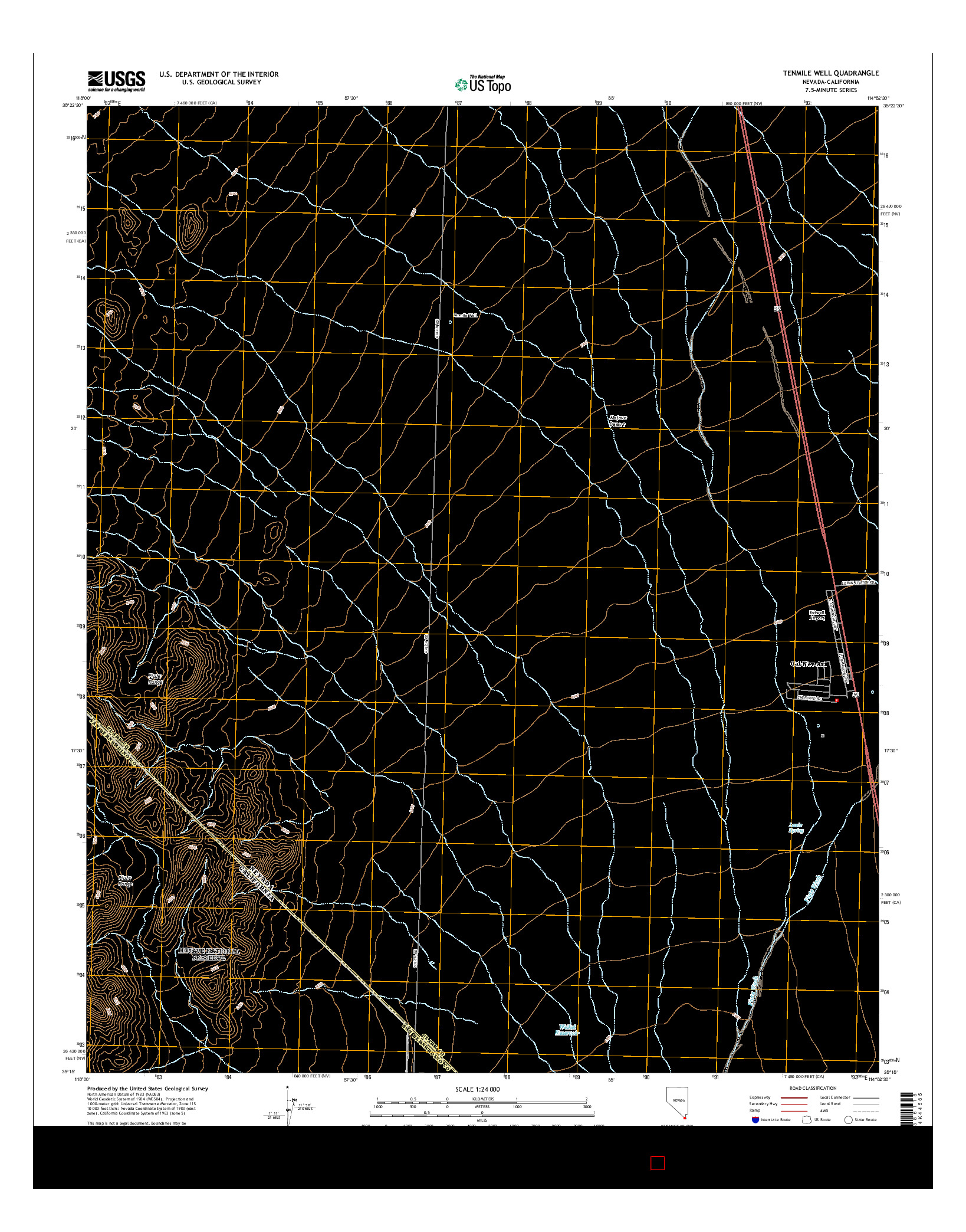 USGS US TOPO 7.5-MINUTE MAP FOR TENMILE WELL, NV-CA 2014