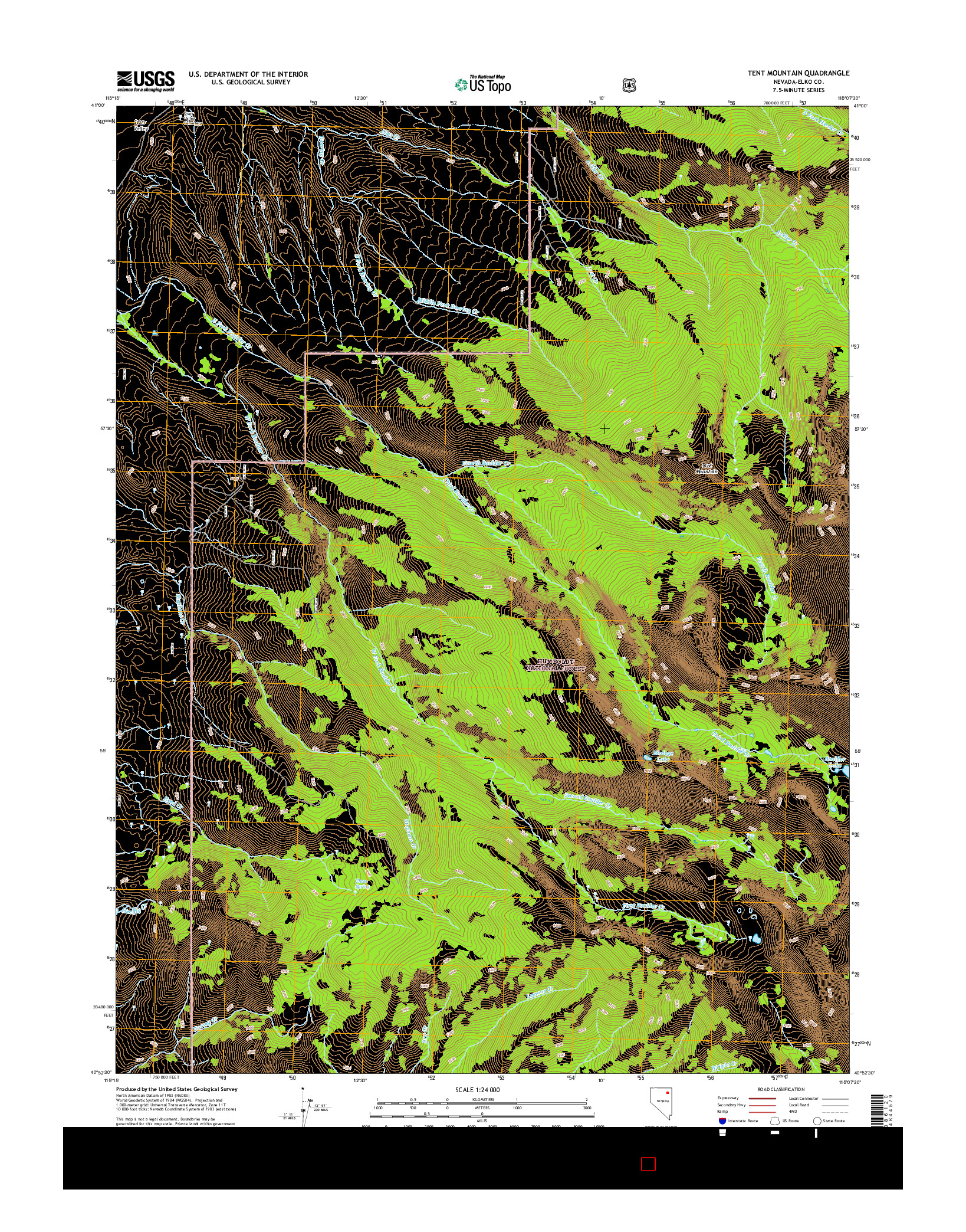 USGS US TOPO 7.5-MINUTE MAP FOR TENT MOUNTAIN, NV 2014