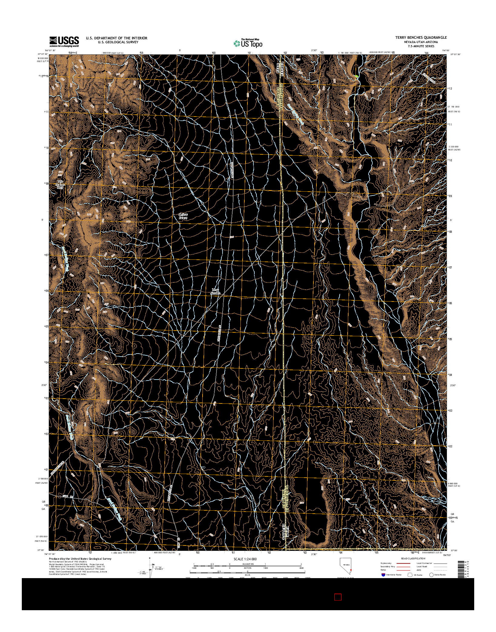 USGS US TOPO 7.5-MINUTE MAP FOR TERRY BENCHES, NV-UT-AZ 2014