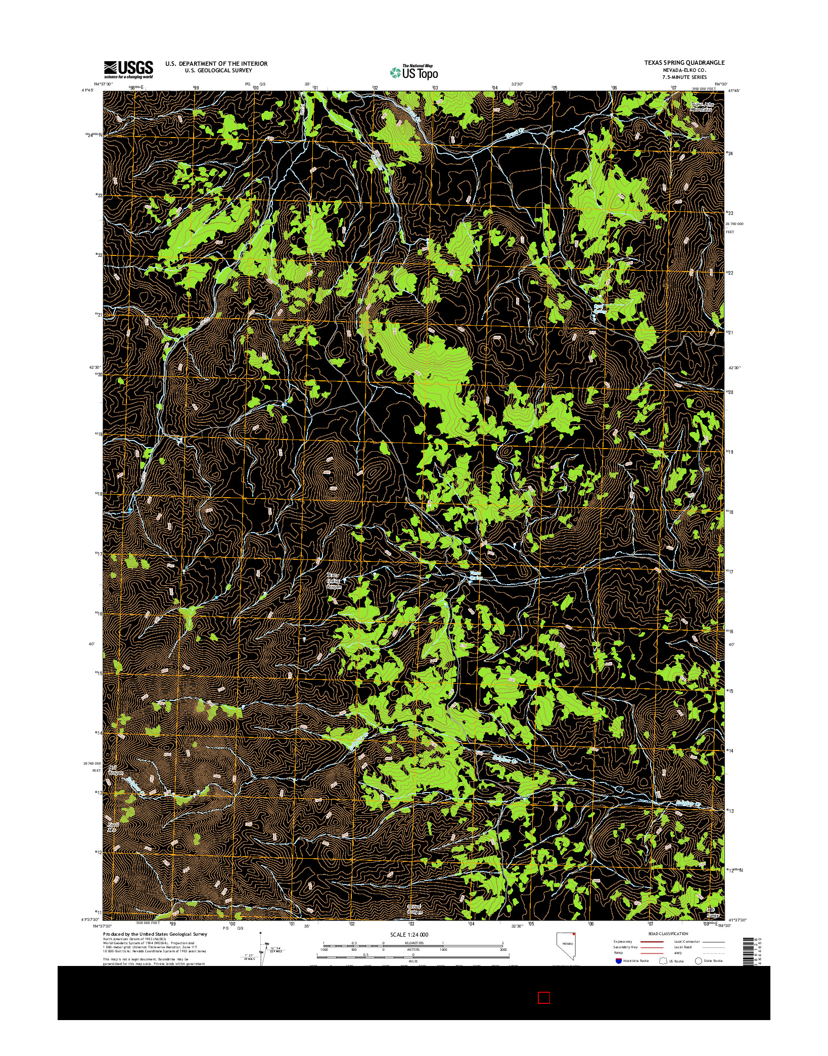 USGS US TOPO 7.5-MINUTE MAP FOR TEXAS SPRING, NV 2014