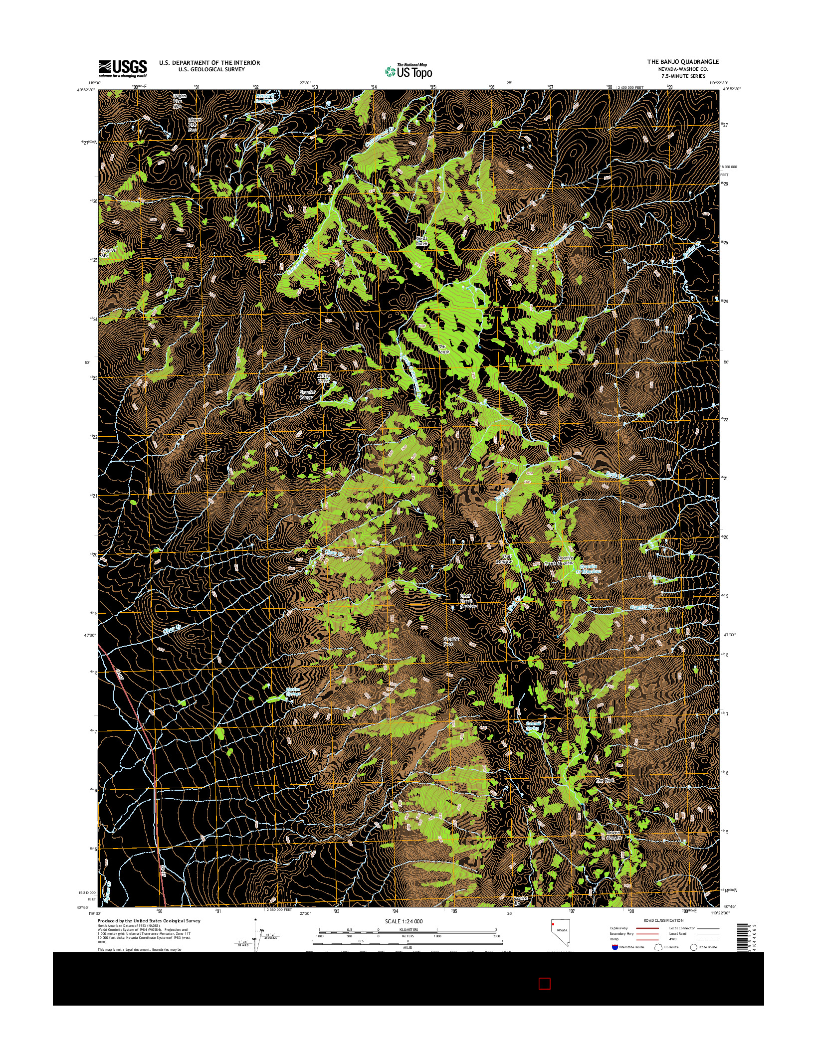 USGS US TOPO 7.5-MINUTE MAP FOR THE BANJO, NV 2014