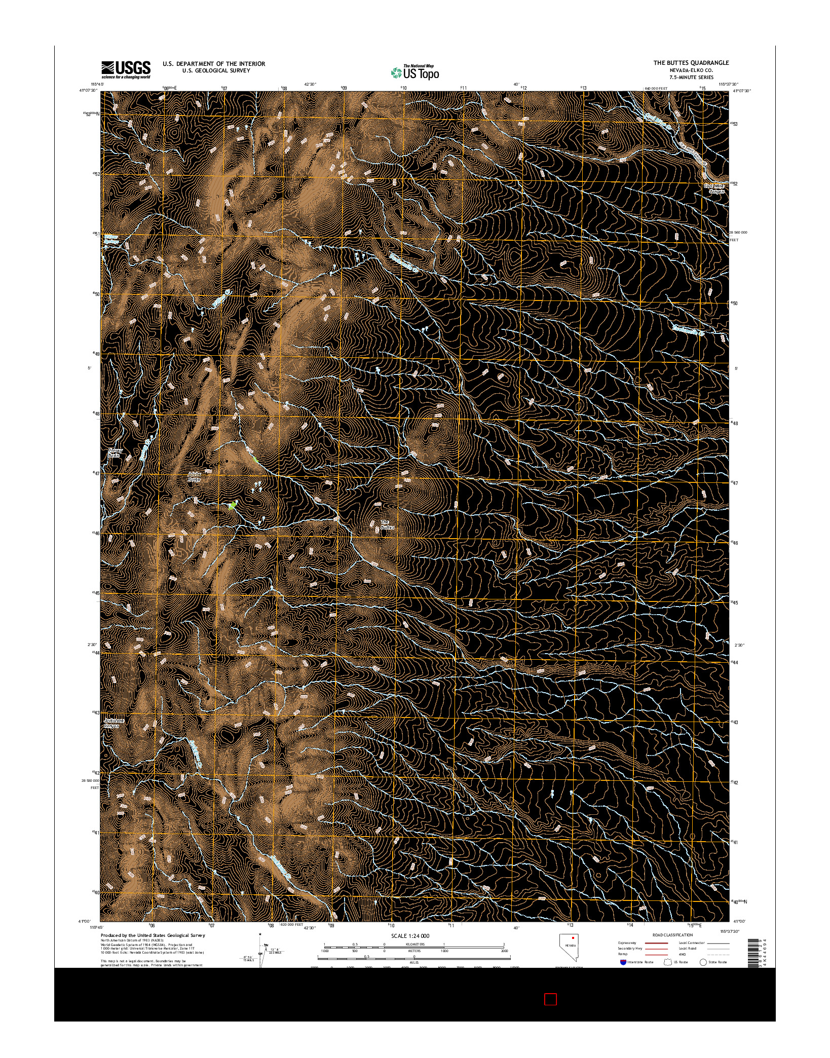 USGS US TOPO 7.5-MINUTE MAP FOR THE BUTTES, NV 2014