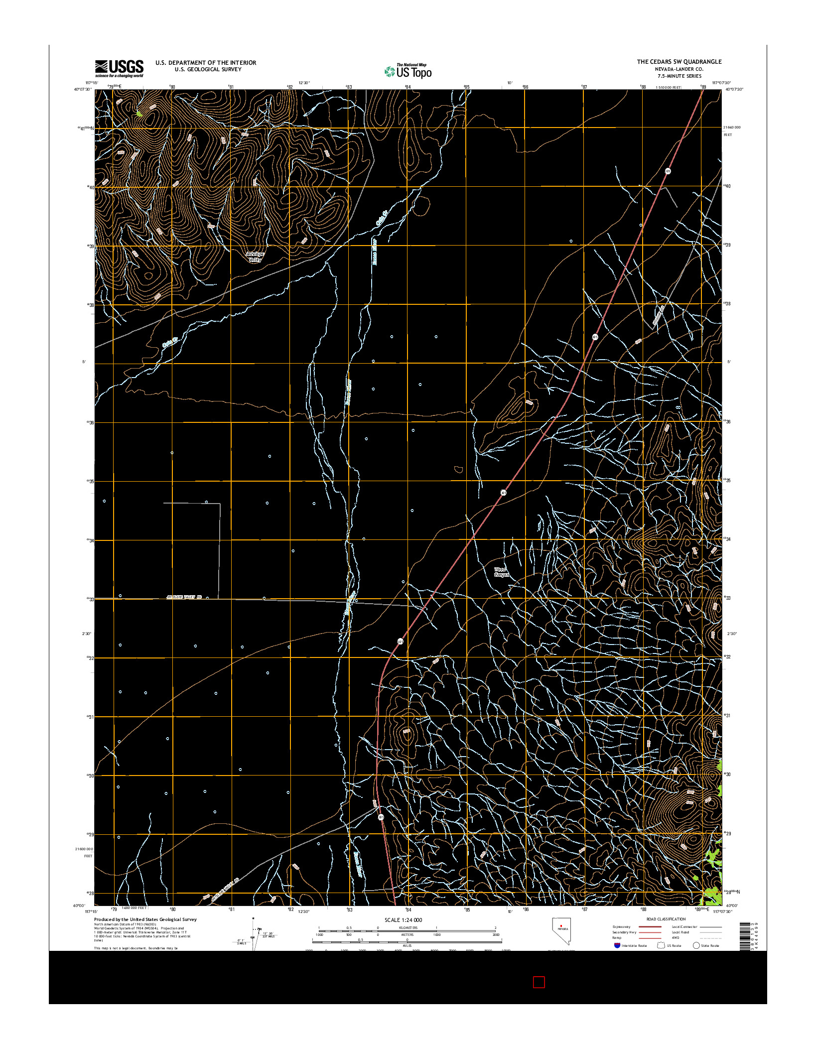 USGS US TOPO 7.5-MINUTE MAP FOR THE CEDARS SW, NV 2014