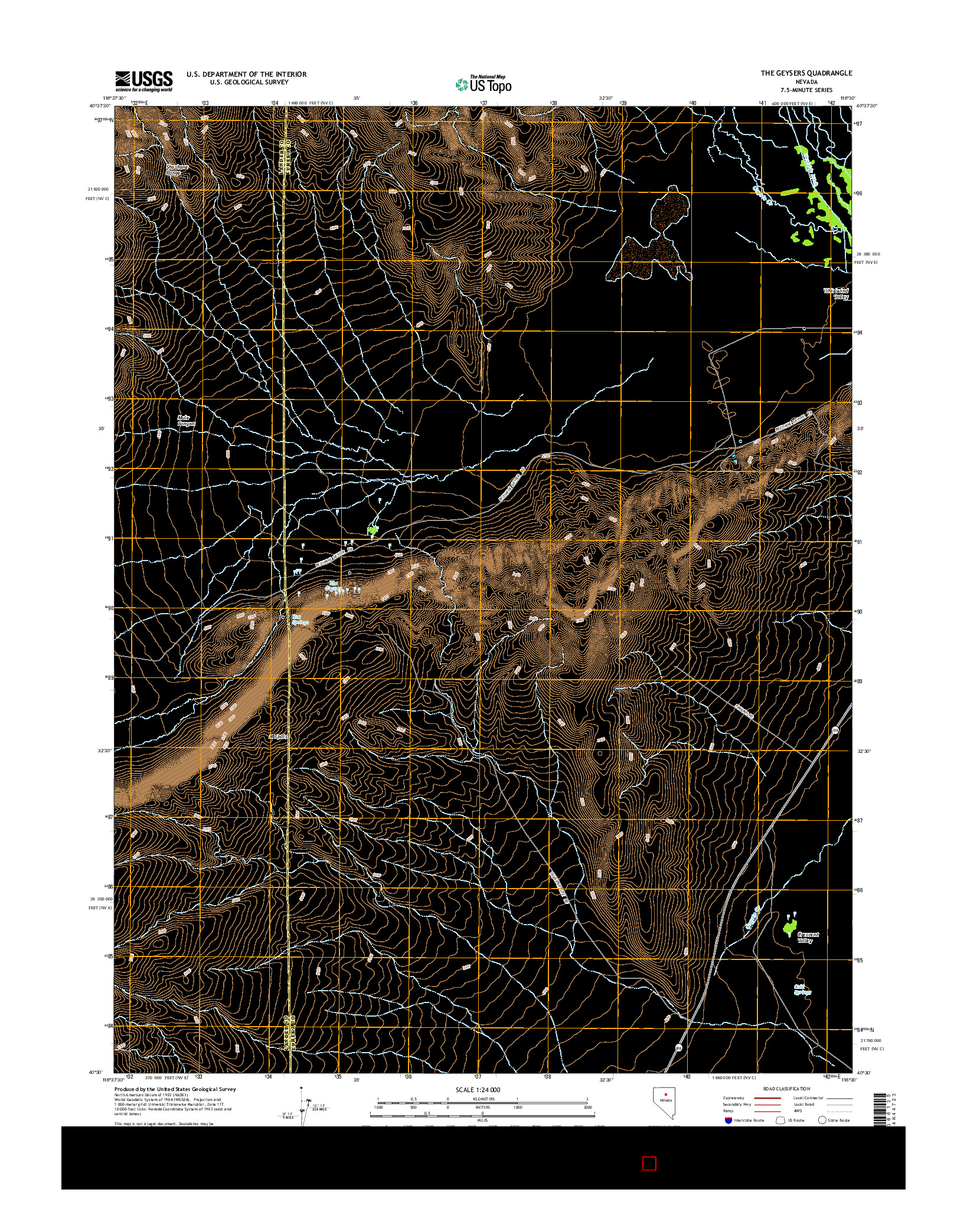 USGS US TOPO 7.5-MINUTE MAP FOR THE GEYSERS, NV 2014