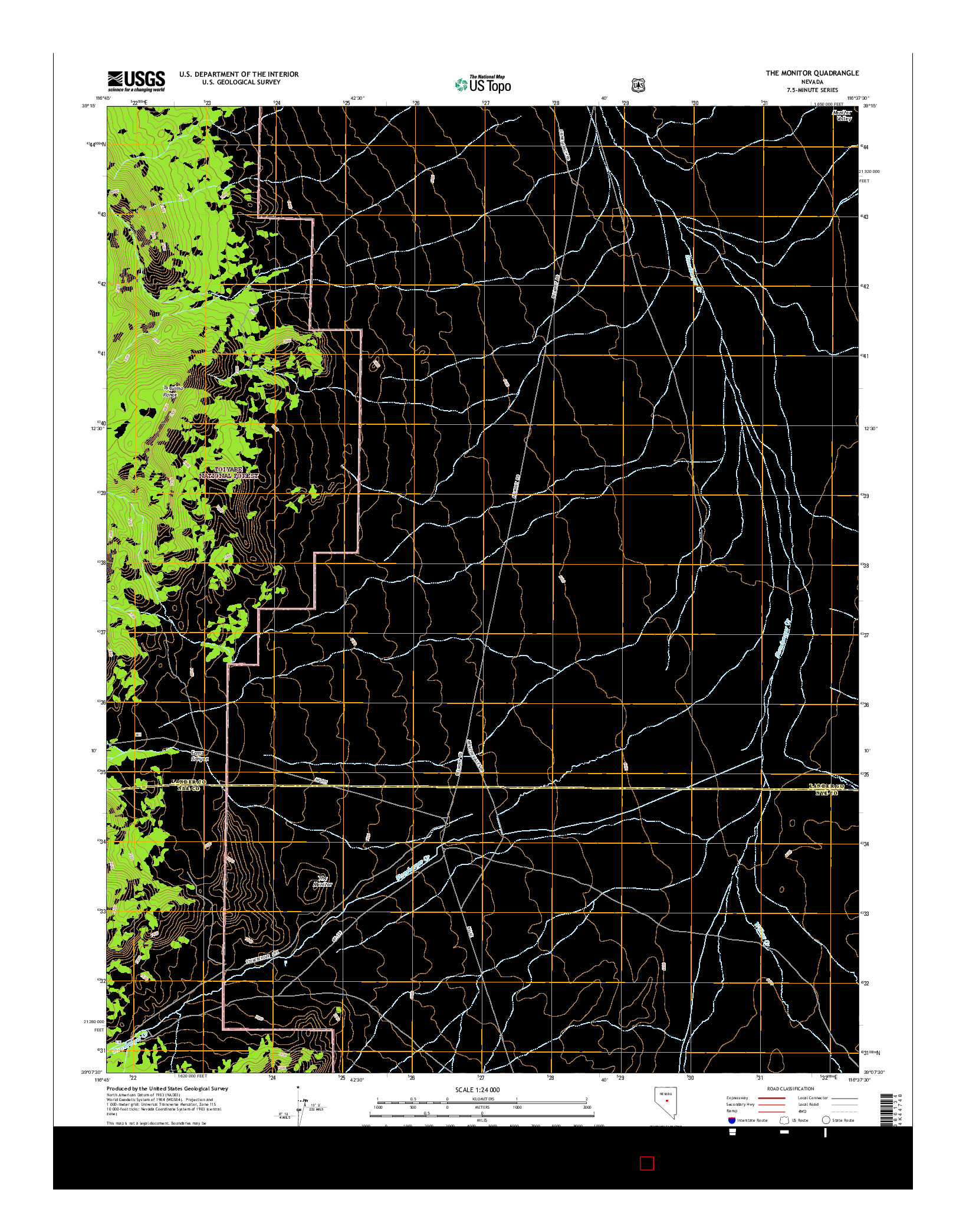 USGS US TOPO 7.5-MINUTE MAP FOR THE MONITOR, NV 2014