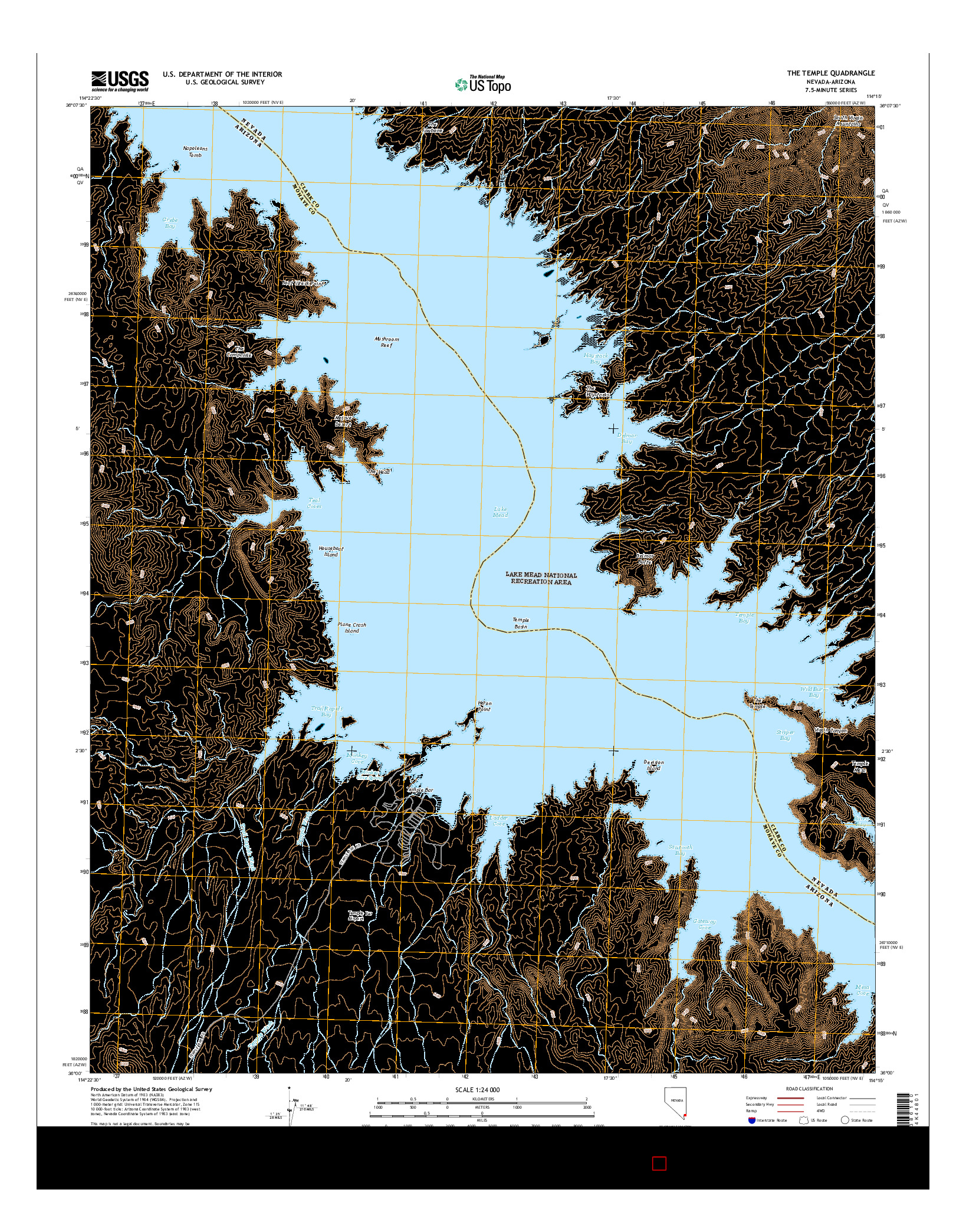 USGS US TOPO 7.5-MINUTE MAP FOR THE TEMPLE, NV-AZ 2014