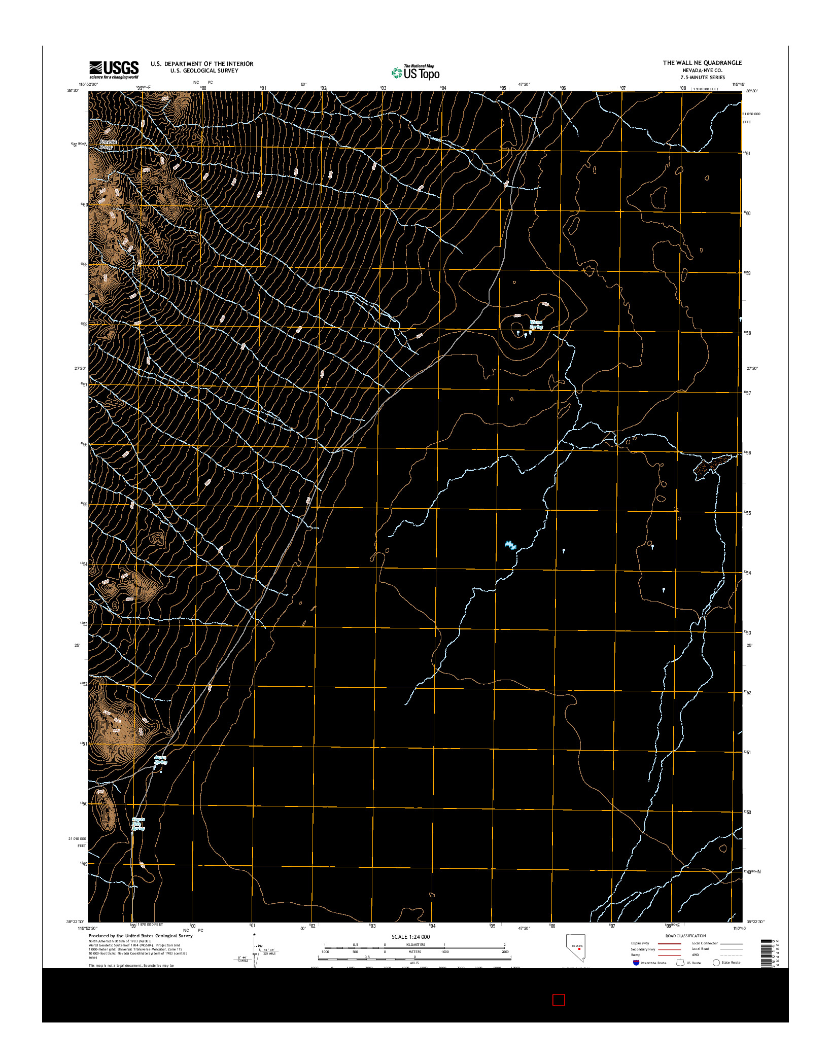 USGS US TOPO 7.5-MINUTE MAP FOR THE WALL NE, NV 2014